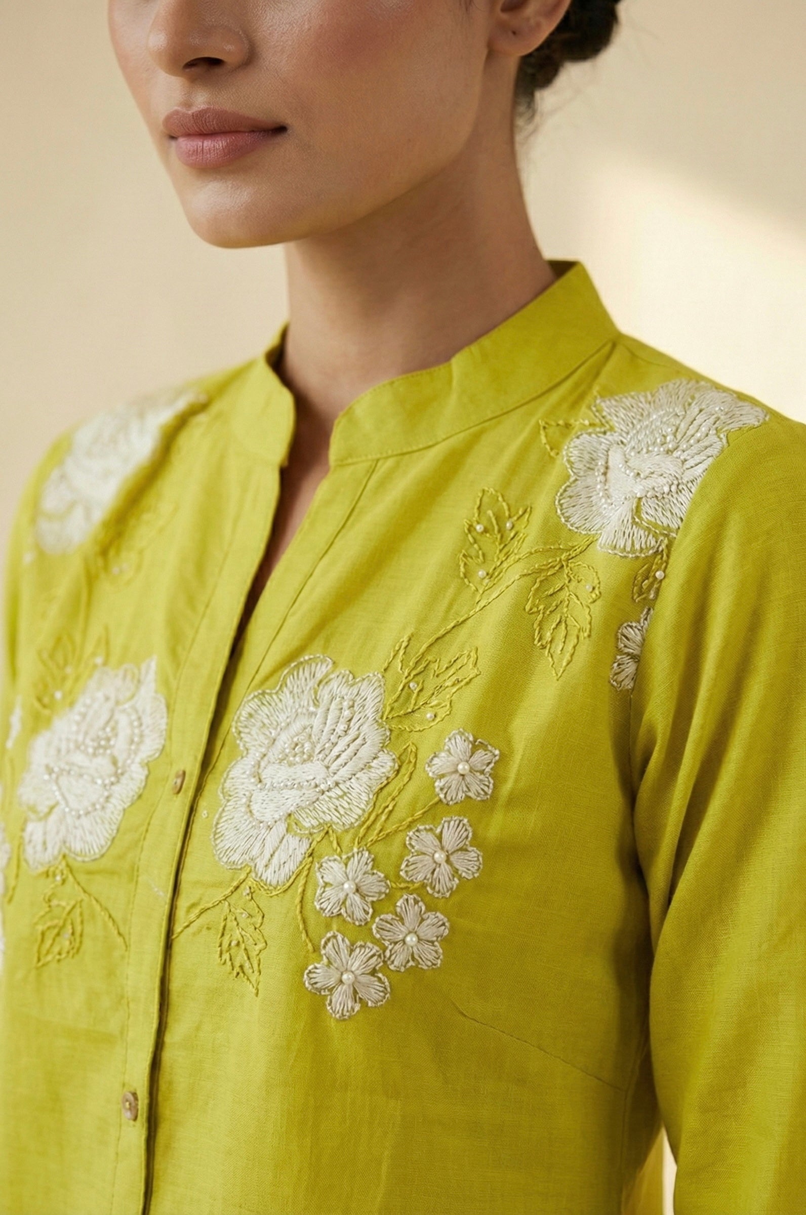 Golden & Emerald Bloom Embroidered Coord Sets