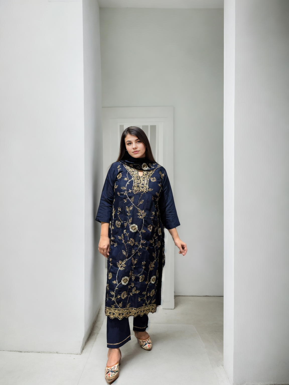 Regal Charm Straight Suit Set with Dupatta