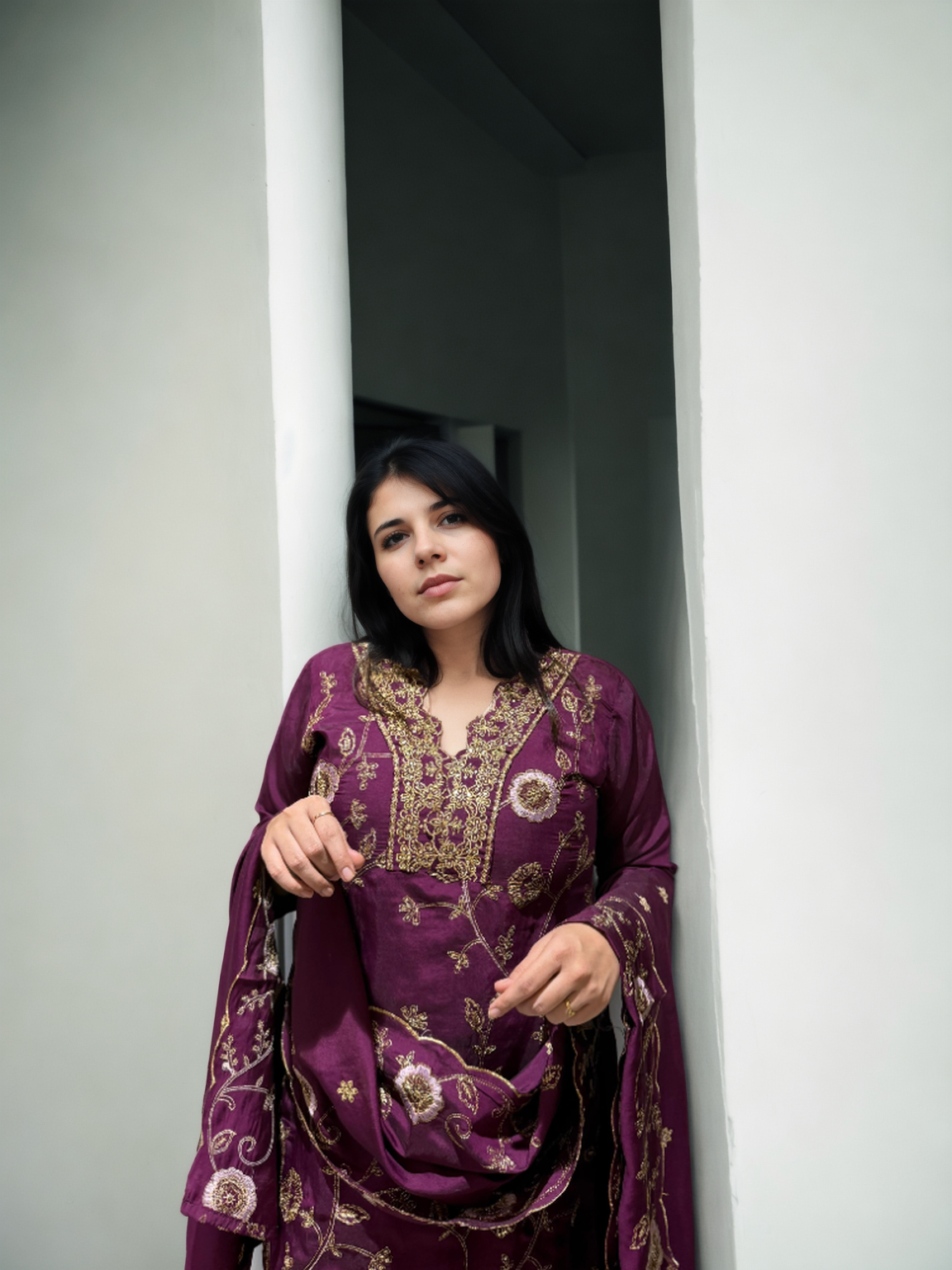 Regal Charm Straight Suit Set with Dupatta