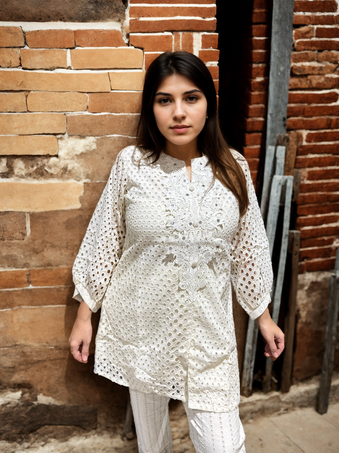 Safa White Cotton Coord Set with Embroidery & Pocket Pants |Signature Collection