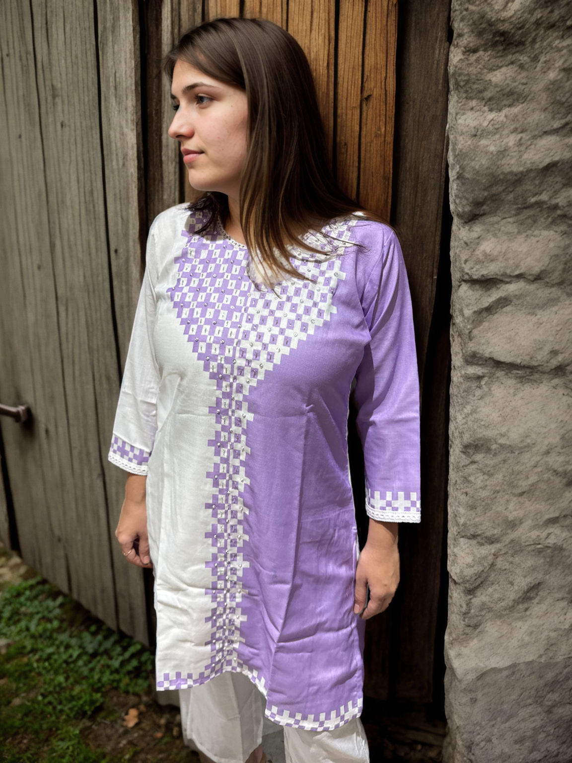 Dual-Tone Cotton Silk Kurta Set (Yellow & Lavender) – Signature Collection