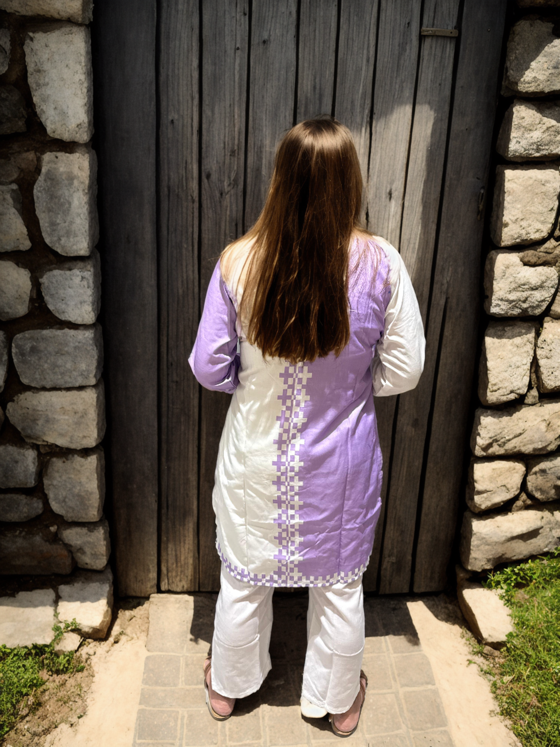 Dual-Tone Cotton Silk Kurta Set (Yellow & Lavender) – Signature Collection