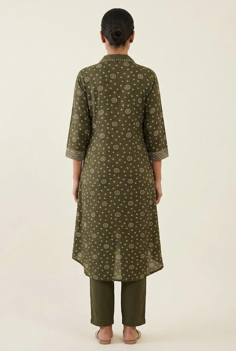 Printed Chino 3-Piece Set with Handwork Collar – Spaghetti Top, Pants & Shrug