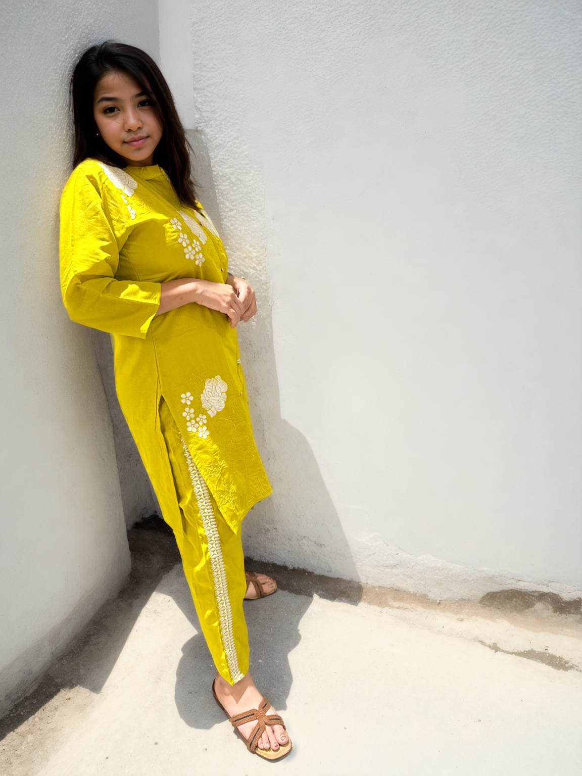 Golden & Emerald Bloom Embroidered Coord Sets