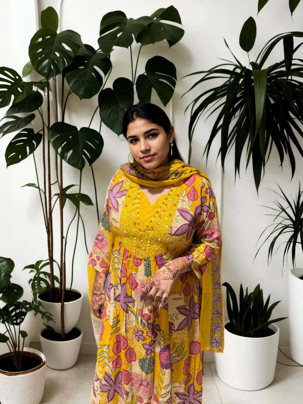 Cotton Ghera 3-Piece Suit Set with Embroidered Neck