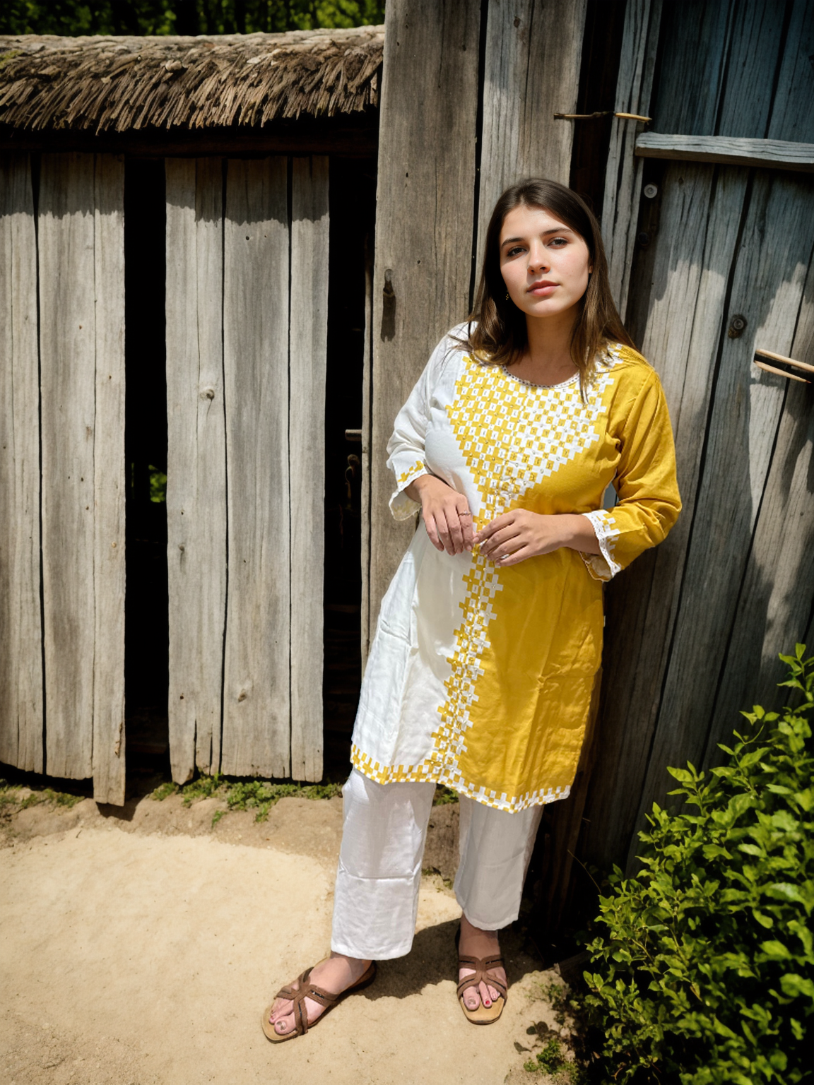 Dual-Tone Cotton Silk Kurta Set (Yellow & Lavender) – Signature Collection