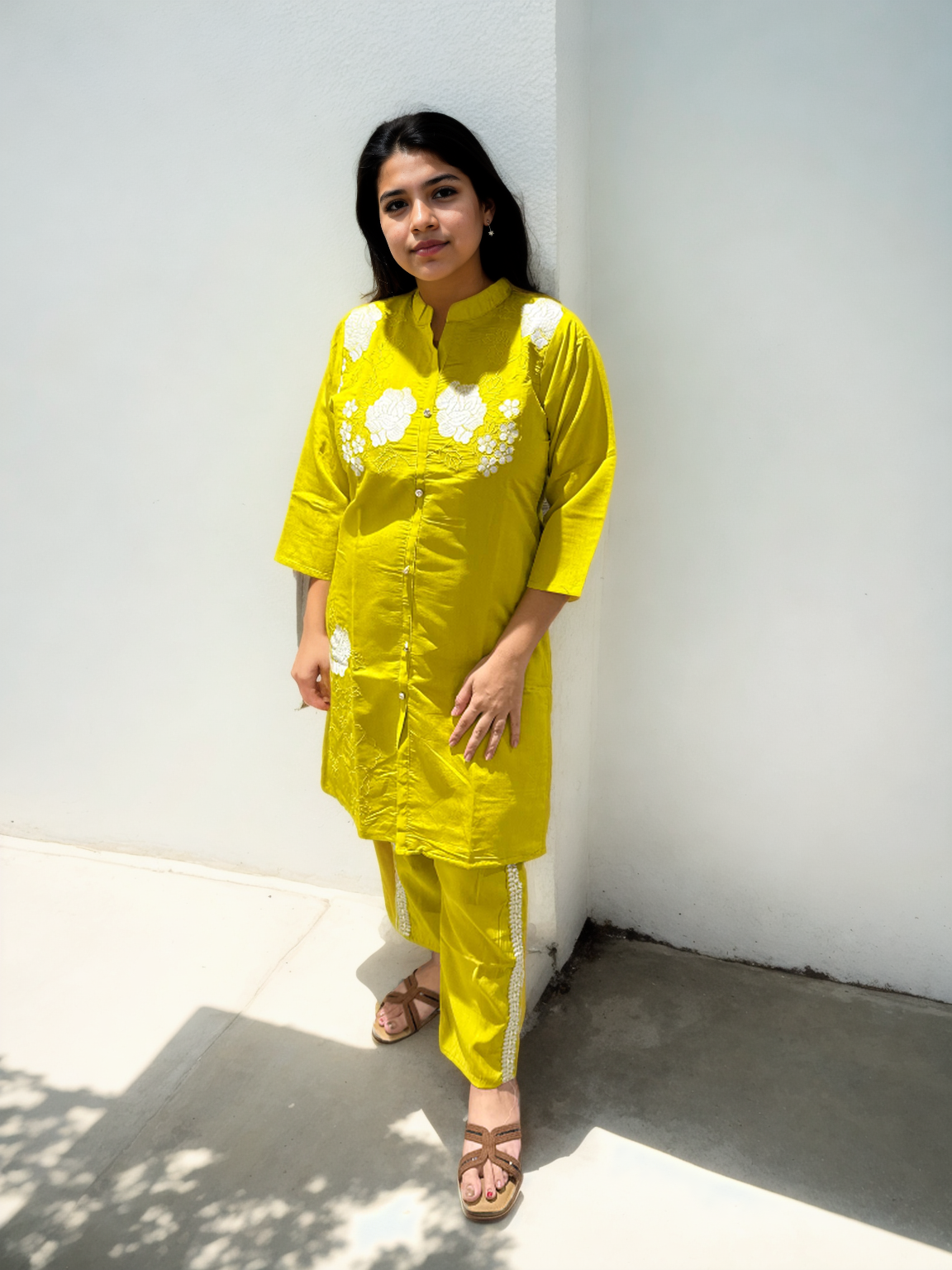 Golden & Emerald Bloom Embroidered Coord Sets