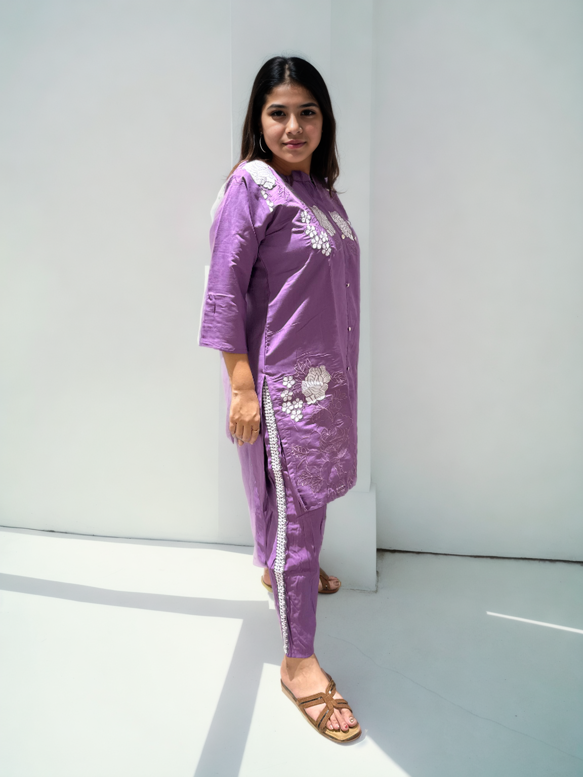 Golden & Emerald Bloom Embroidered Coord Sets