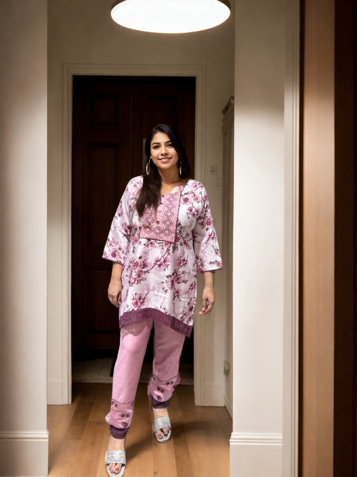 Floral Blossom Pink Kurta Set – Comfort Meets Style