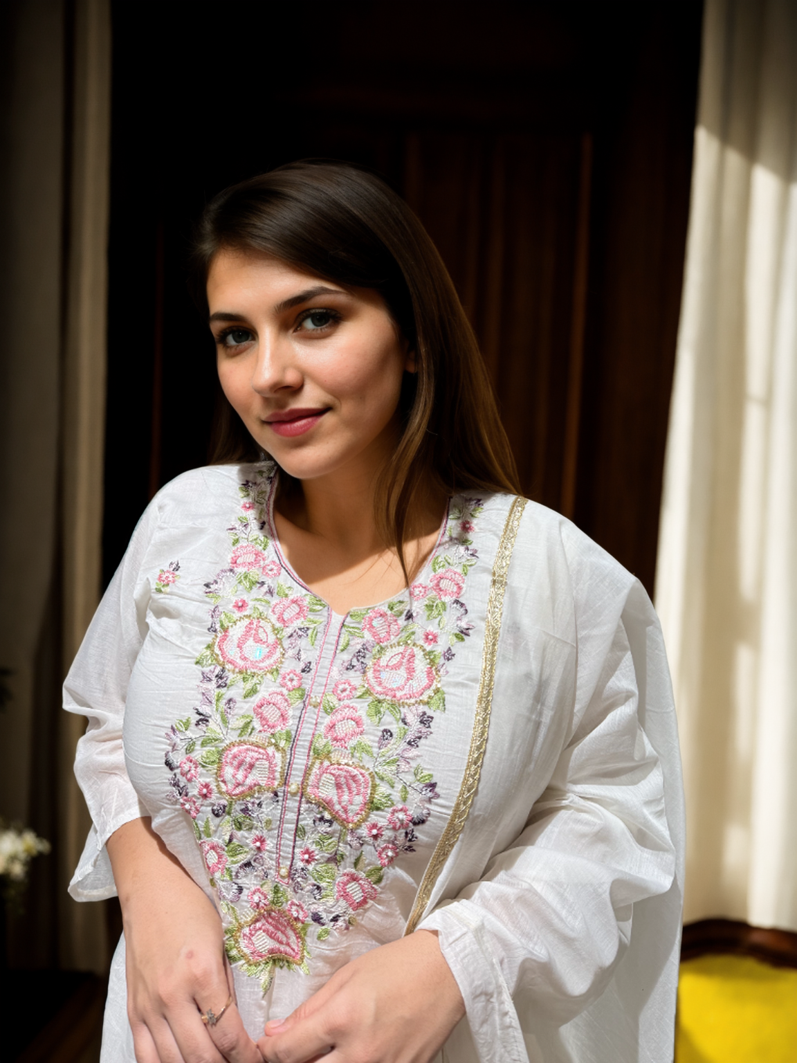 Bloom: Hand-Embroidered Mul Chanderi Suit Set