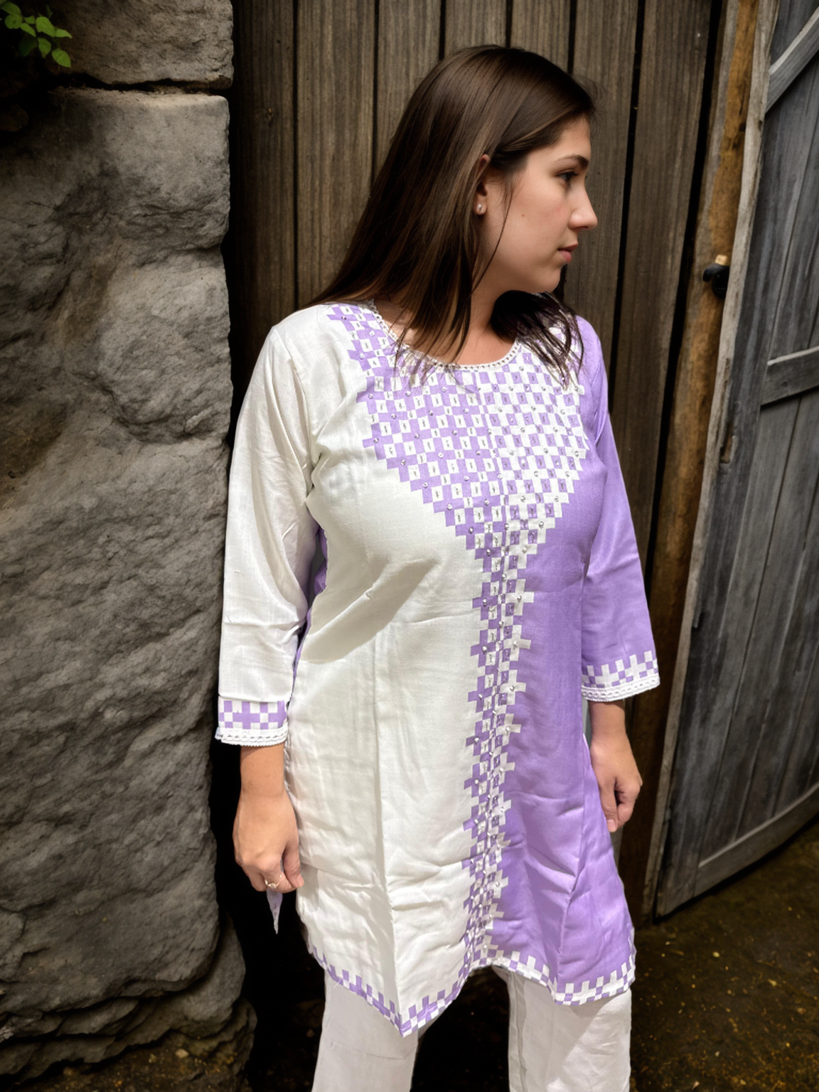 Dual-Tone Cotton Silk Kurta Set (Yellow & Lavender) – Signature Collection