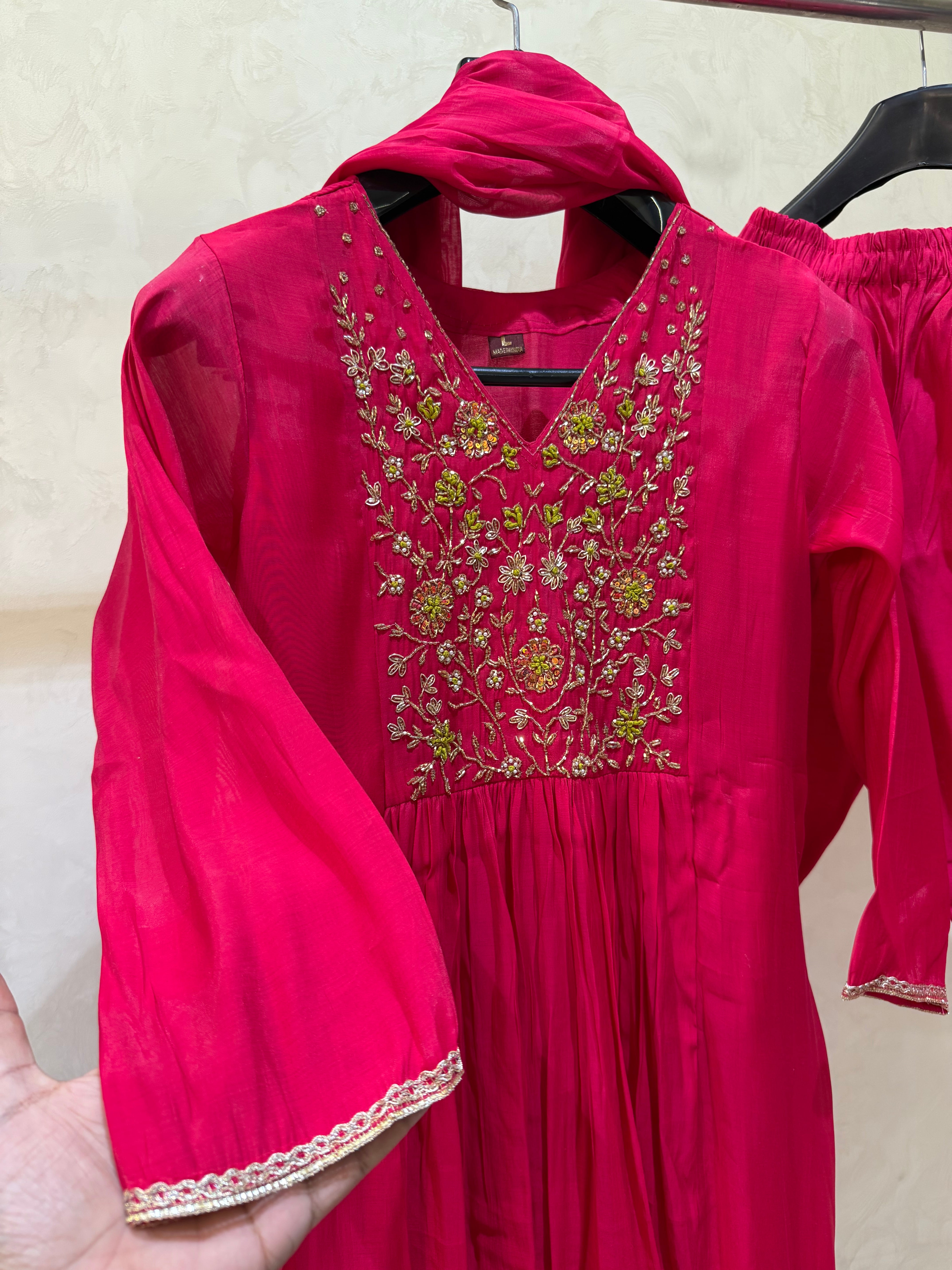 Rosé Noor Handcrafted Mul Chanderi Anarkali Set