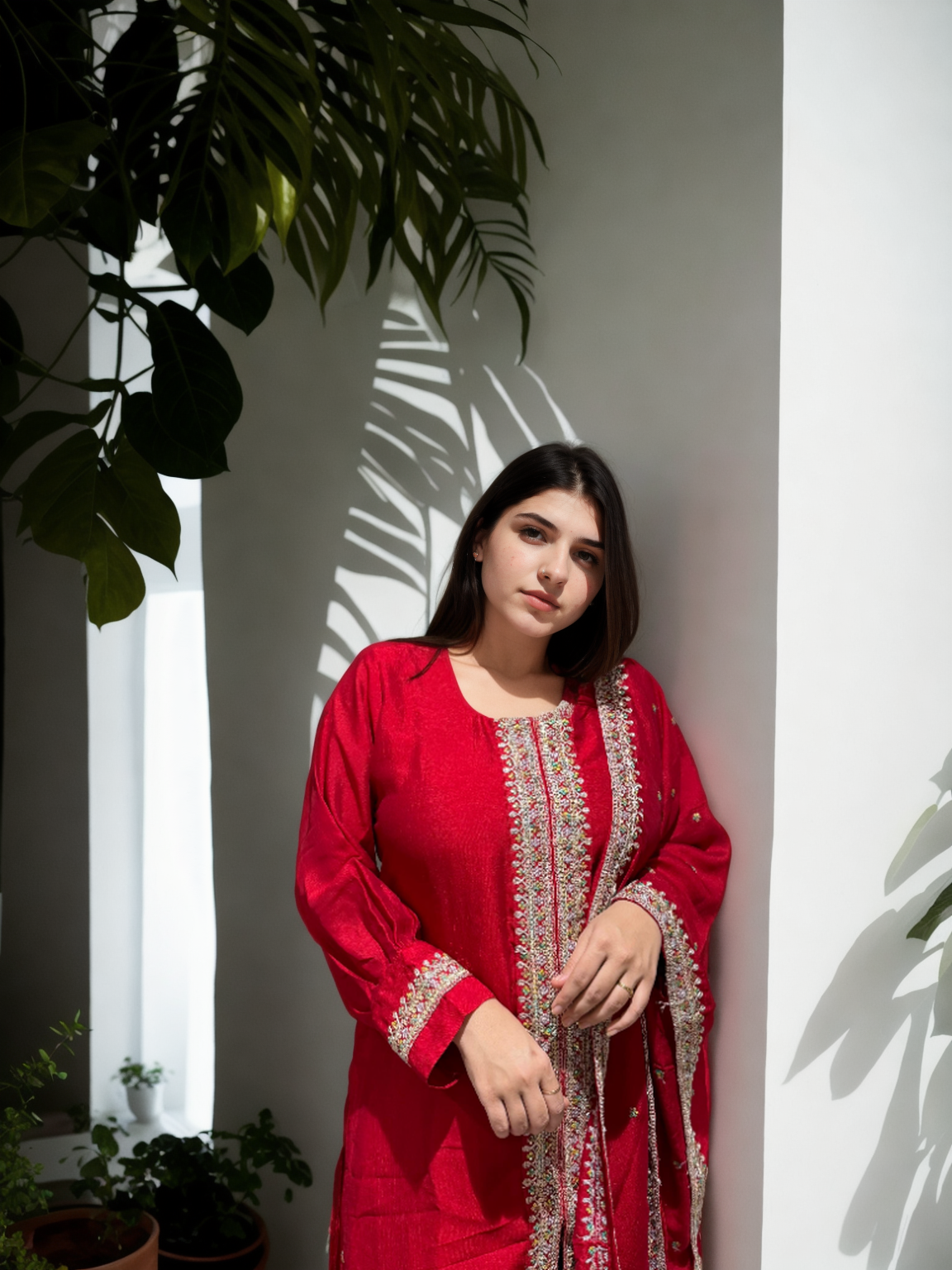 Royal Charm Patiala Suit – Red & White Edition