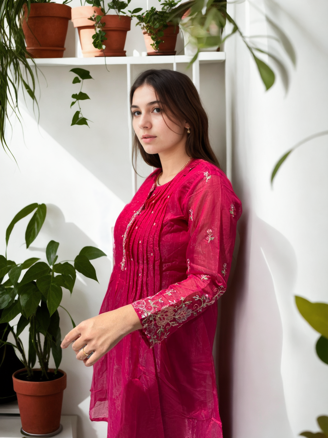 Rani Pink Mul Chanderi Kurta Set – Signature Collection