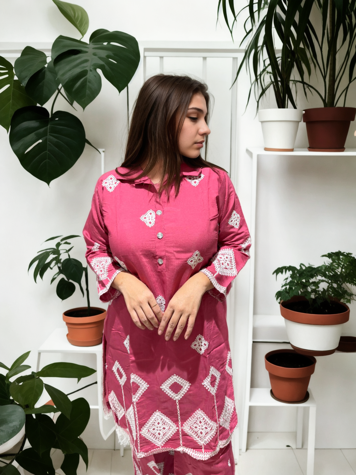 Ari Work Roman Silk Sharara Coord Set with Inner (L–XXL)