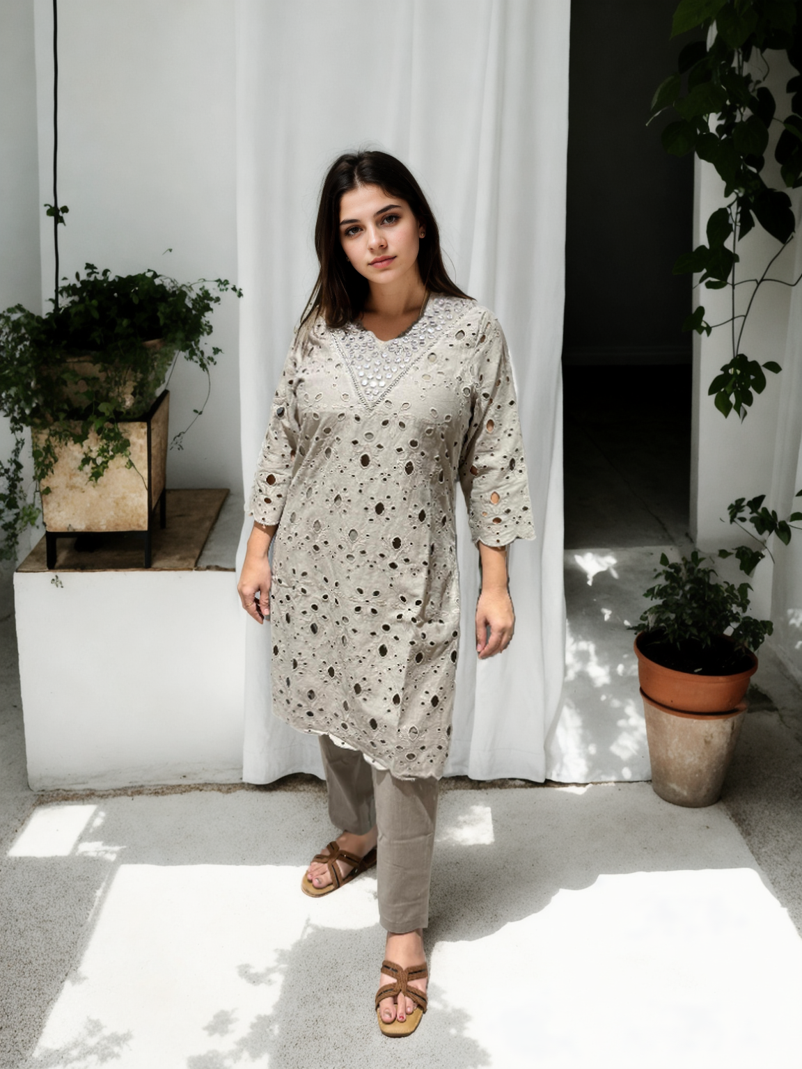 ✨ Signature Schiffli Pure Cotton Coord Set – 2 Color Options