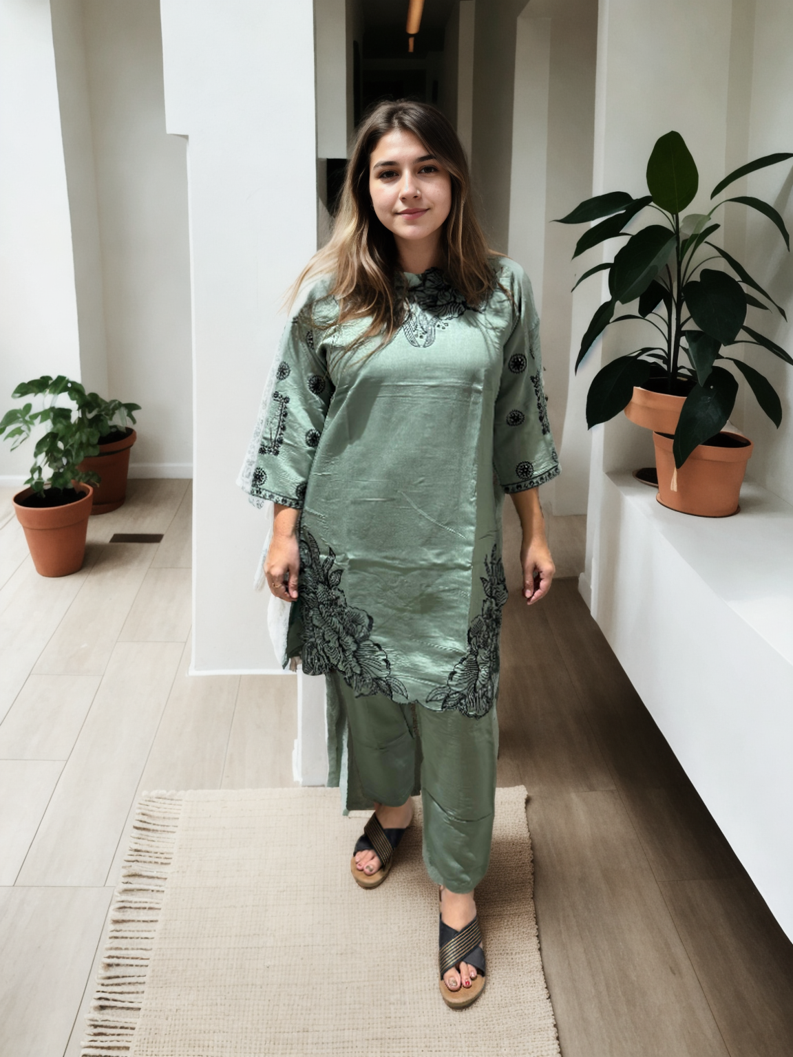 Elegant Floral Embroidered Coord Set (2 Colors | M to XXL)