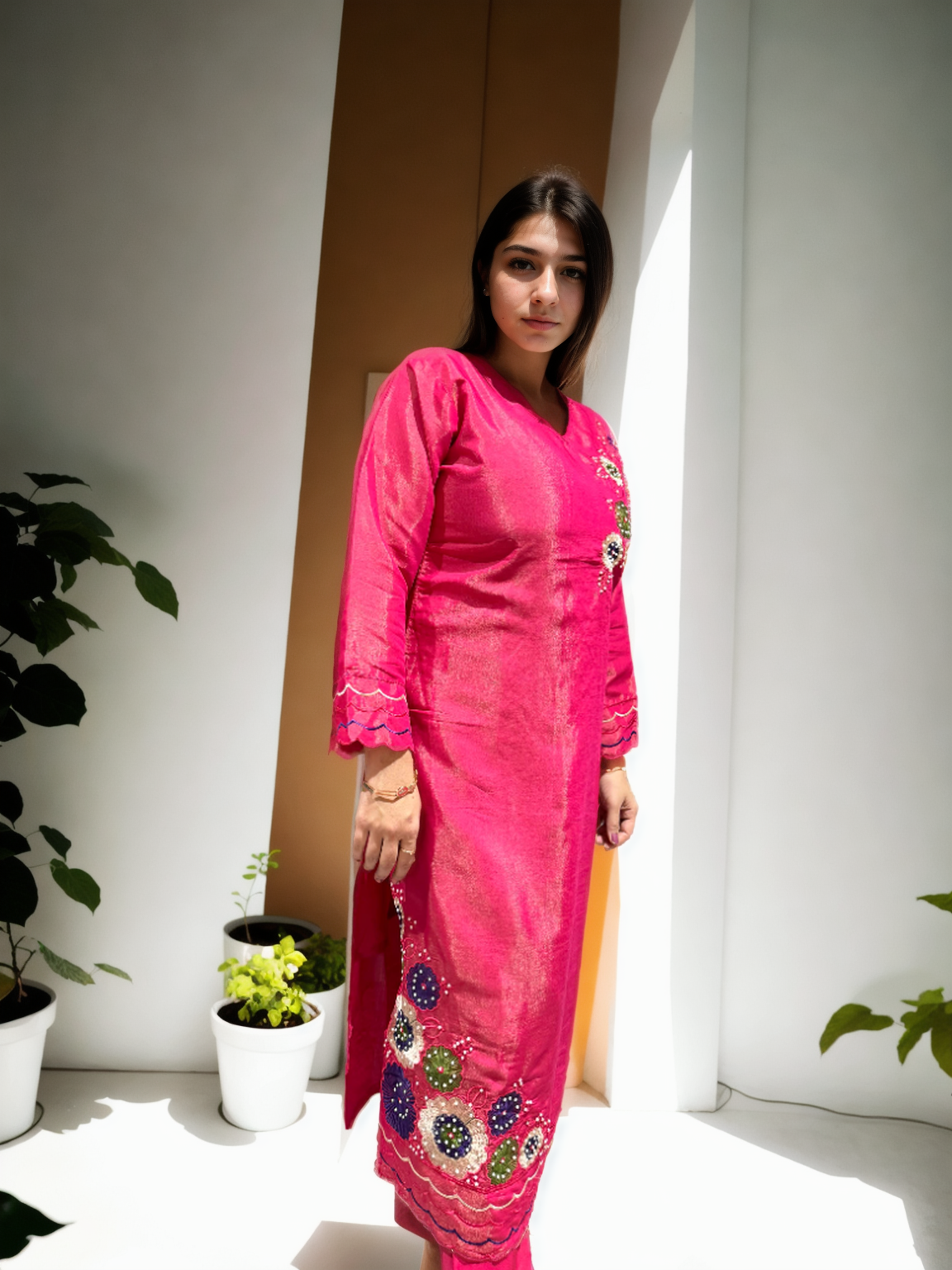 π Shimmer Silk Suit with Digital Dupatta, Embroidery & Pearl Handwork β 3 Colors π