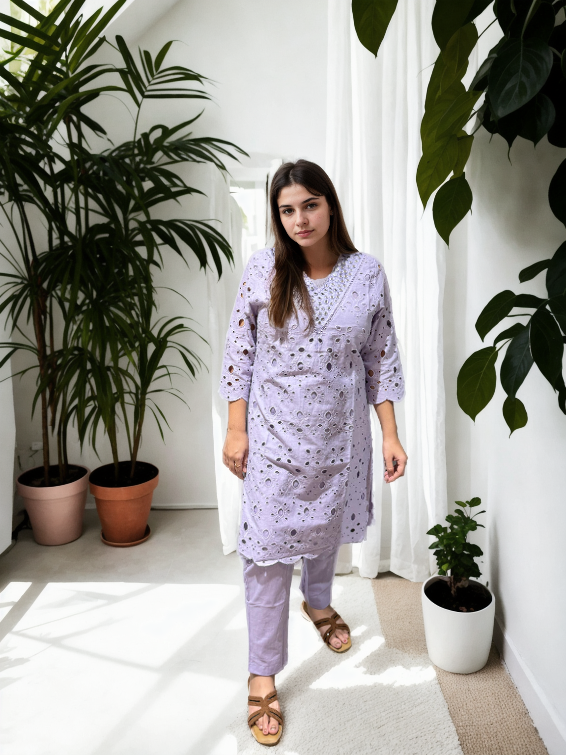 ✨ Signature Schiffli Pure Cotton Coord Set – 2 Color Options