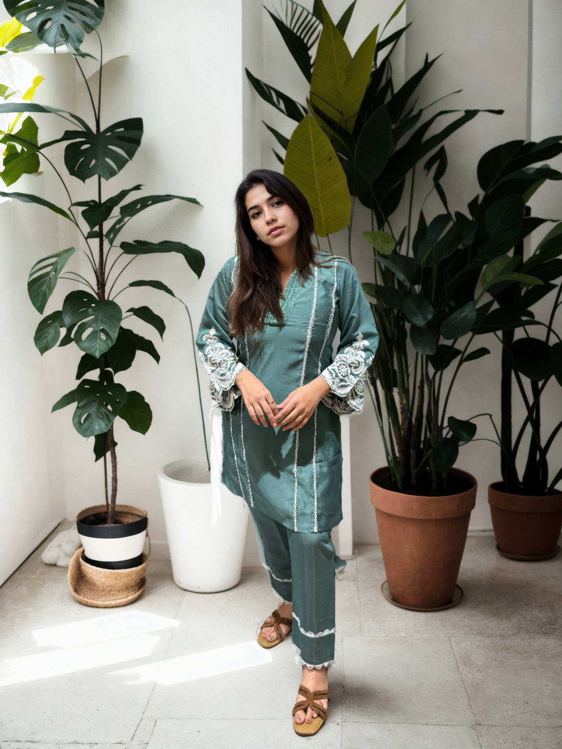 Pakistani-Style Roman Silk Coord Set with Intricate Embroidery