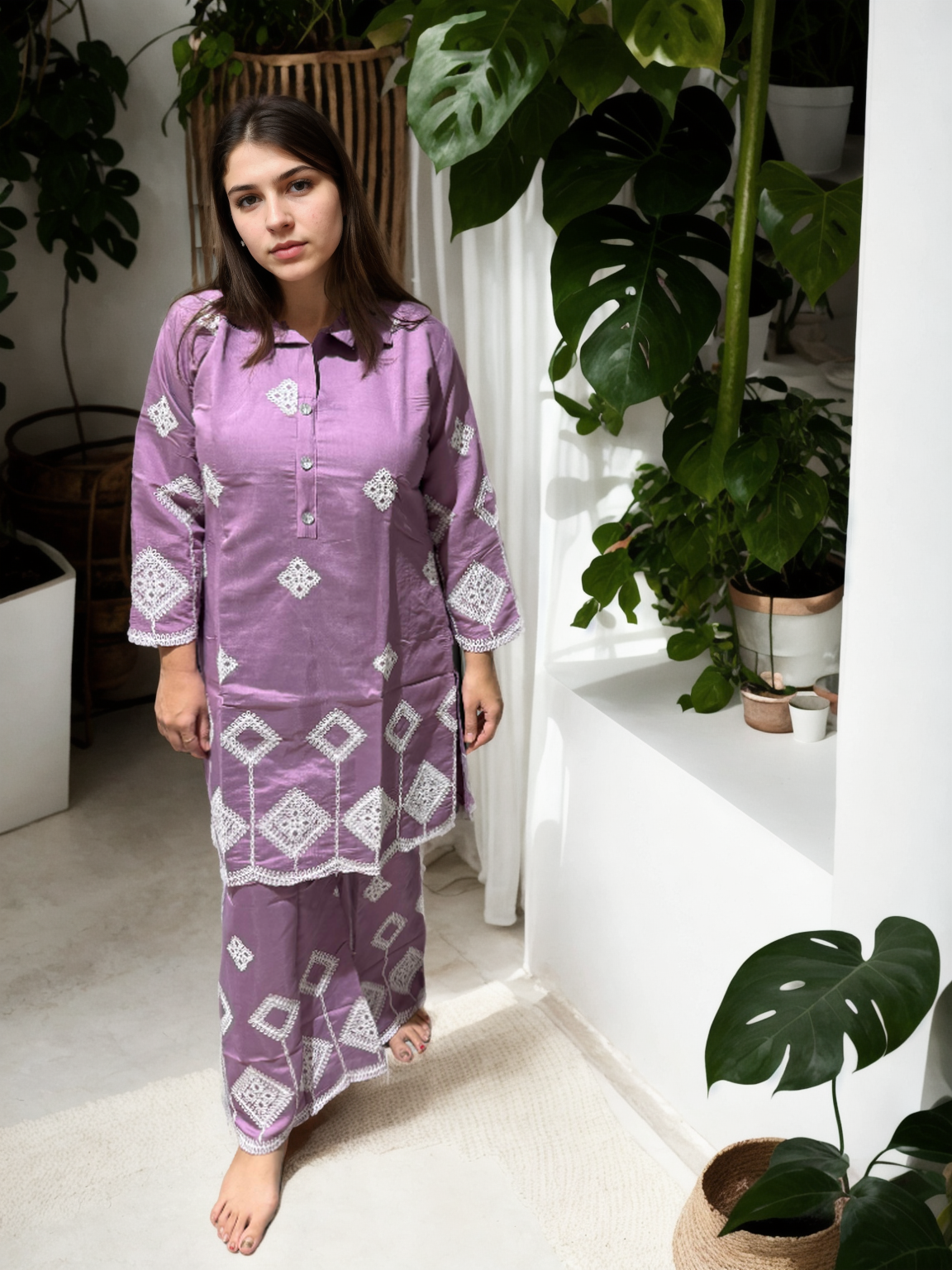 Ari Work Roman Silk Sharara Coord Set with Inner (L–XXL)