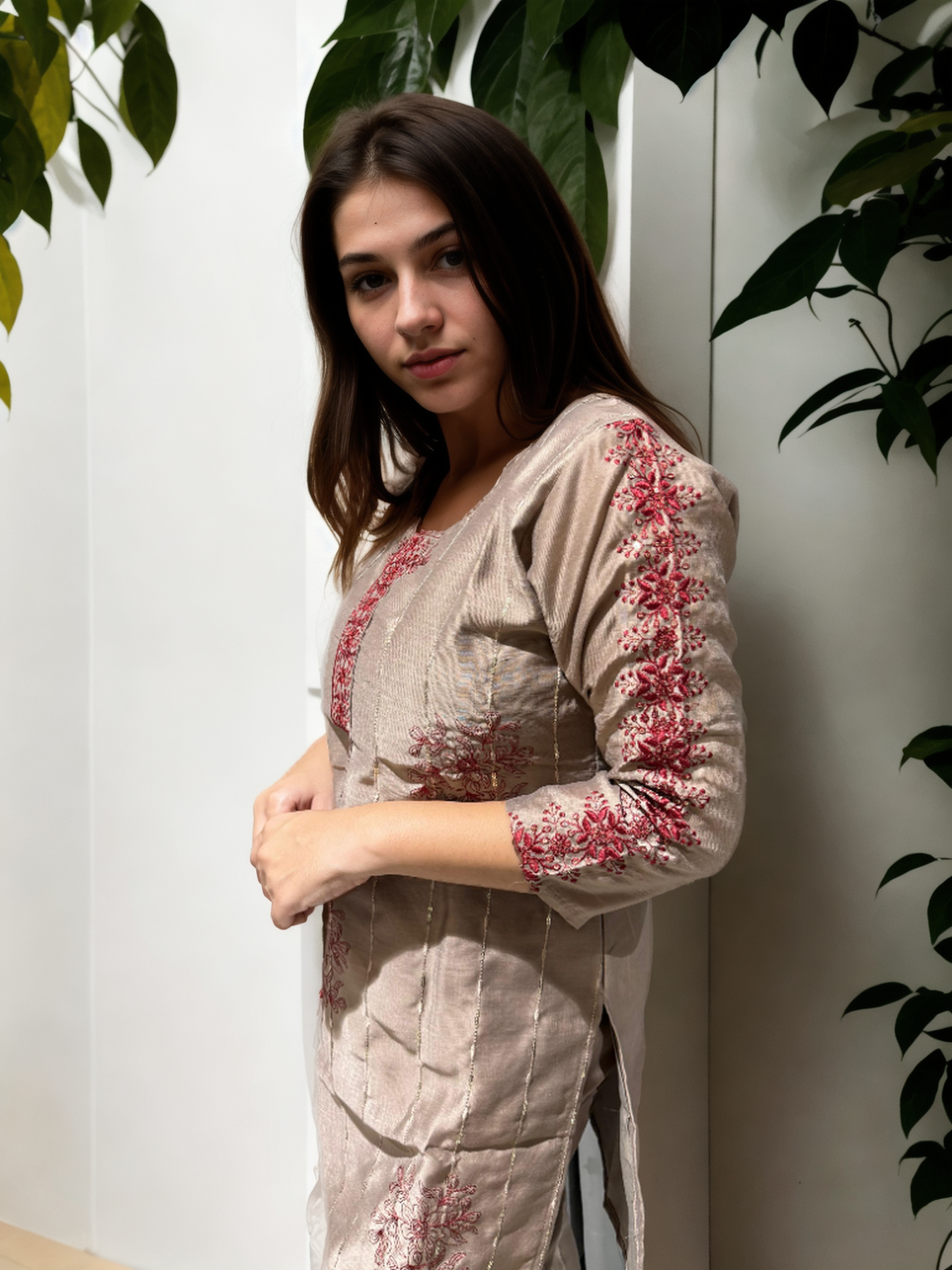 Mocha Rose Embroidered Coord Set – Berlin Silk