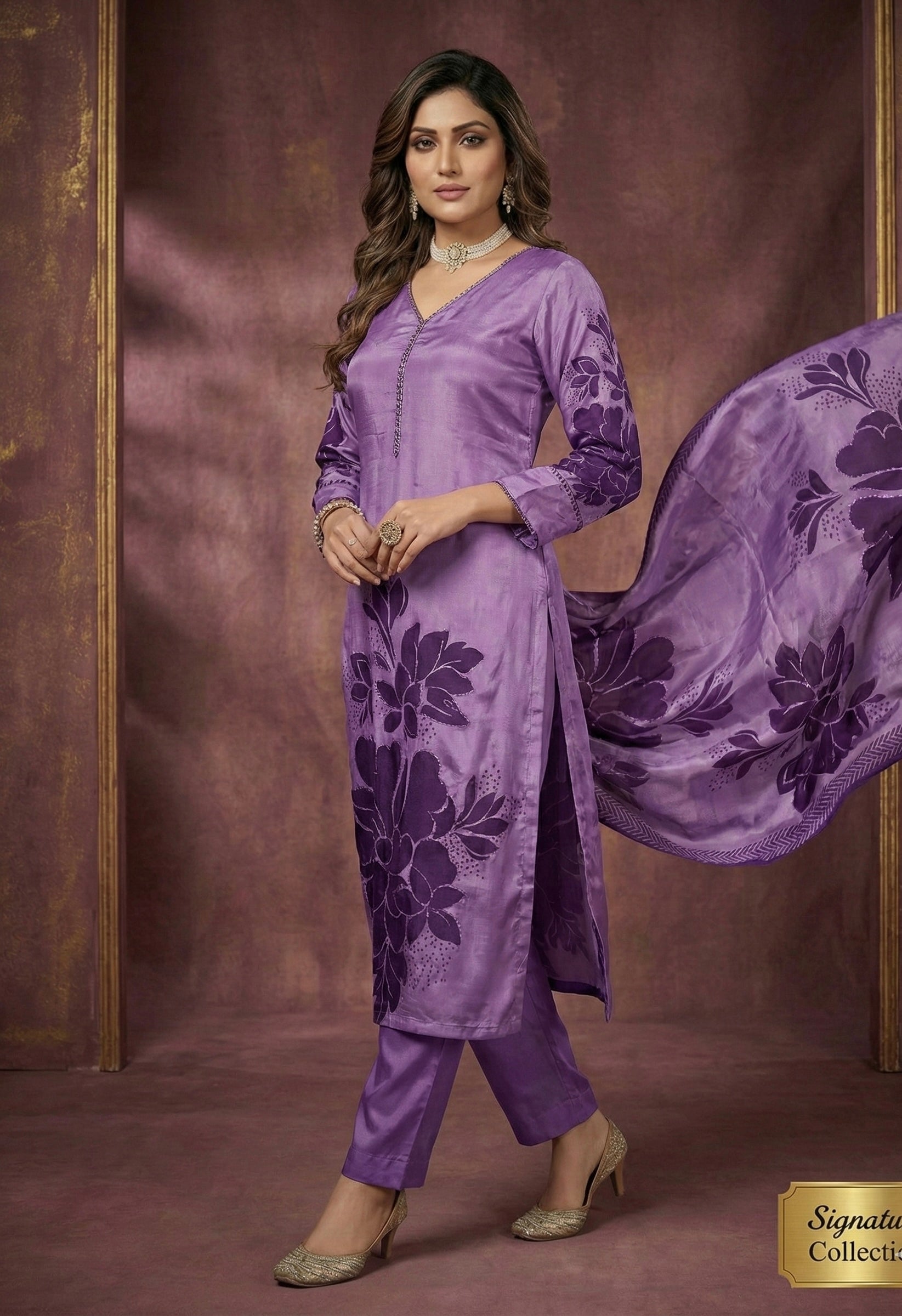 The Lavender Luxe: Handcrafted Malai Satin Signature Set