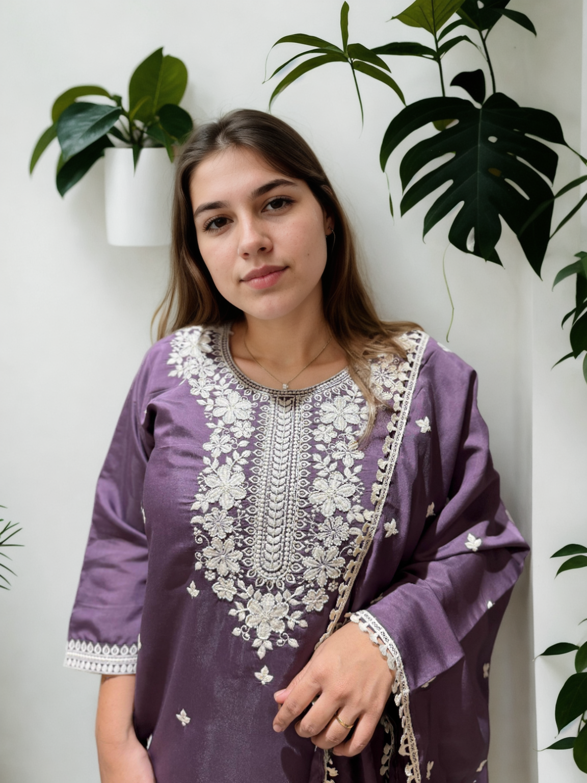 Patiala Suit Set with Hand-Embroidered Detailing & American Crepe Inner