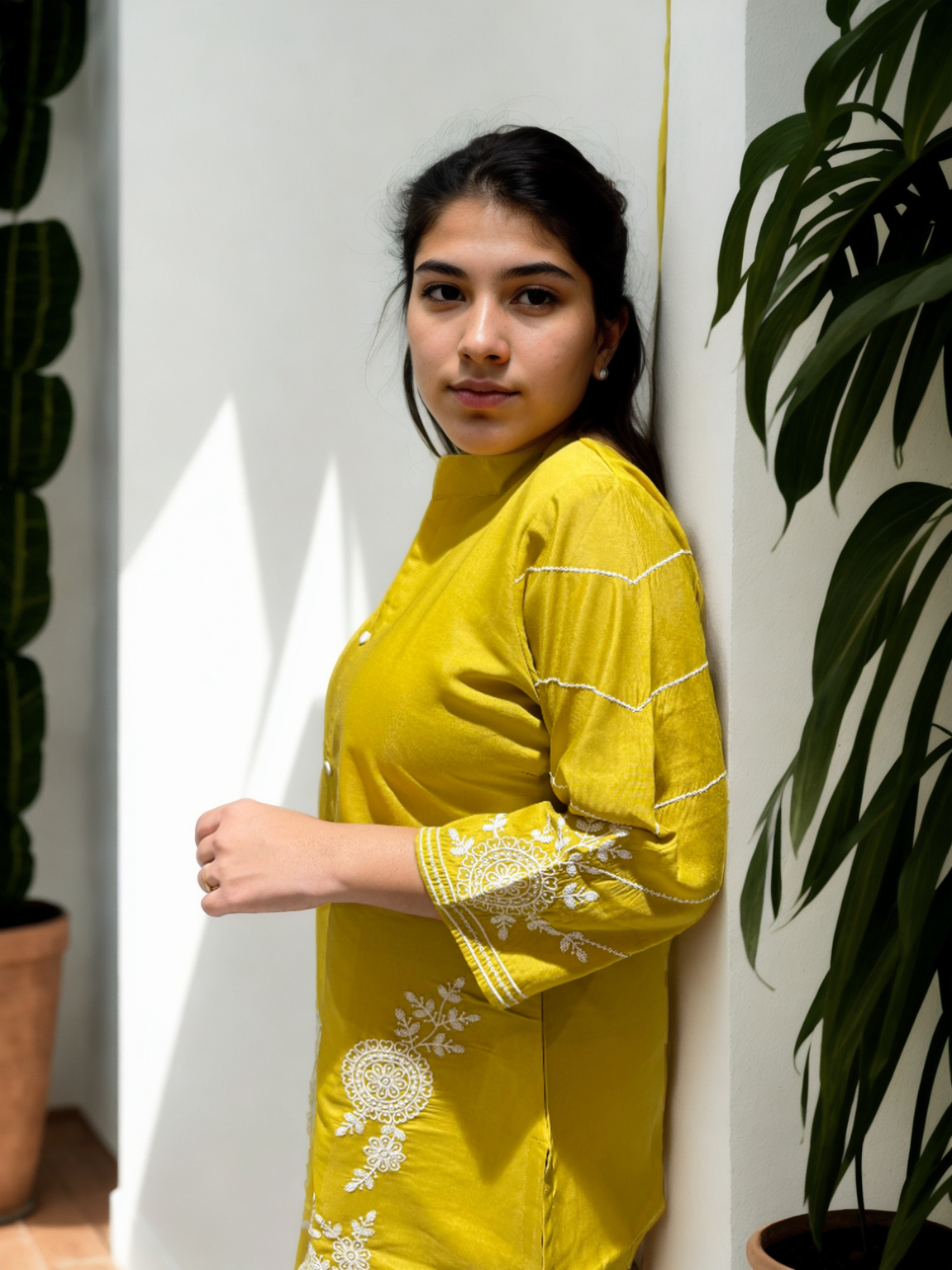 Elegant Embroidered Co-ord Set in Roman Silk – Pink | Yellow