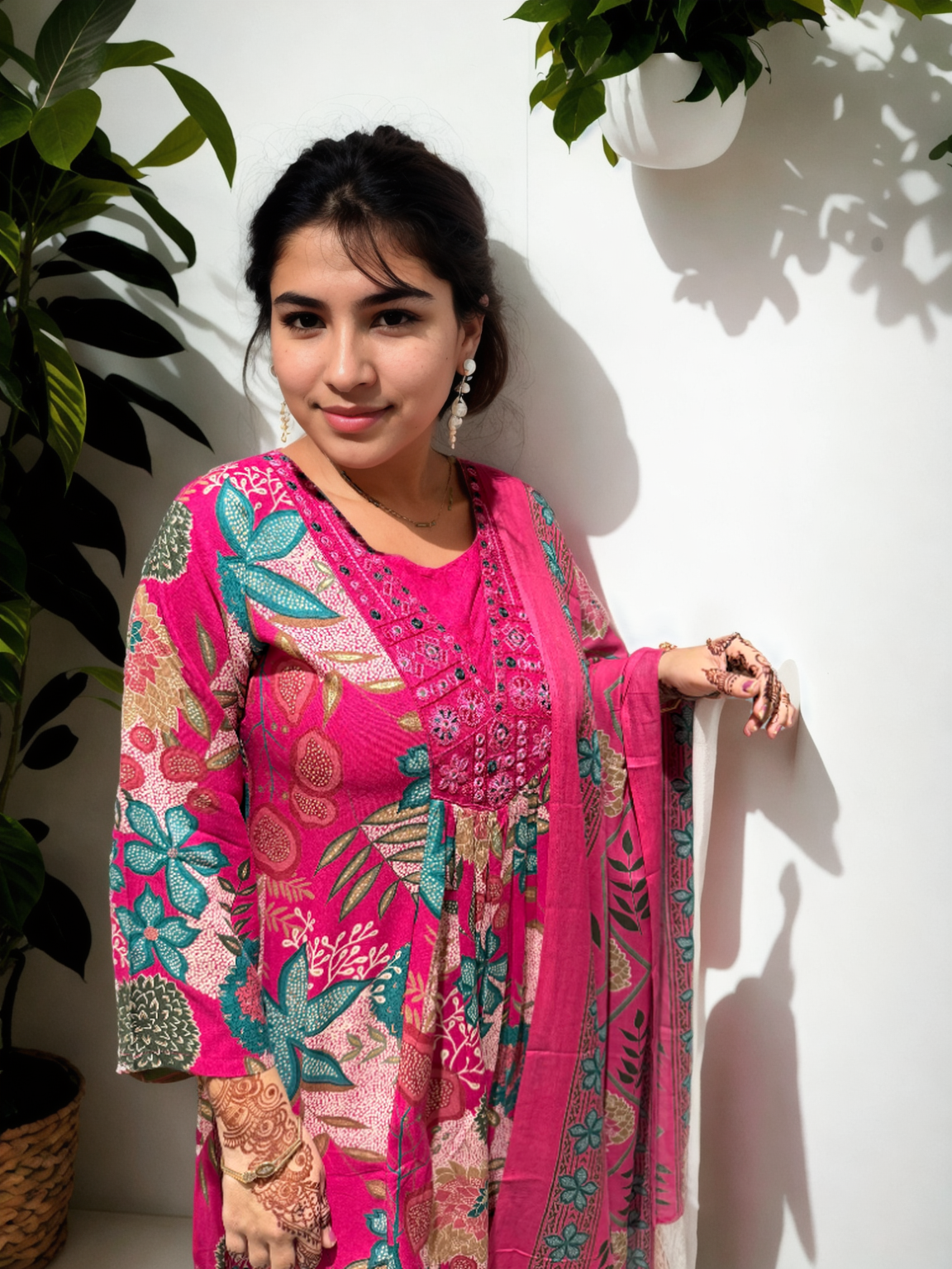 Cotton Ghera 3-Piece Suit Set with Embroidered Neck