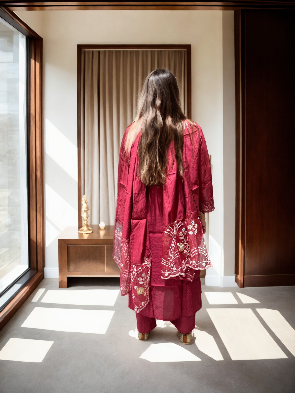 Elegant Beaded Suit Set in Roman Silk – 3 Stunning Shades