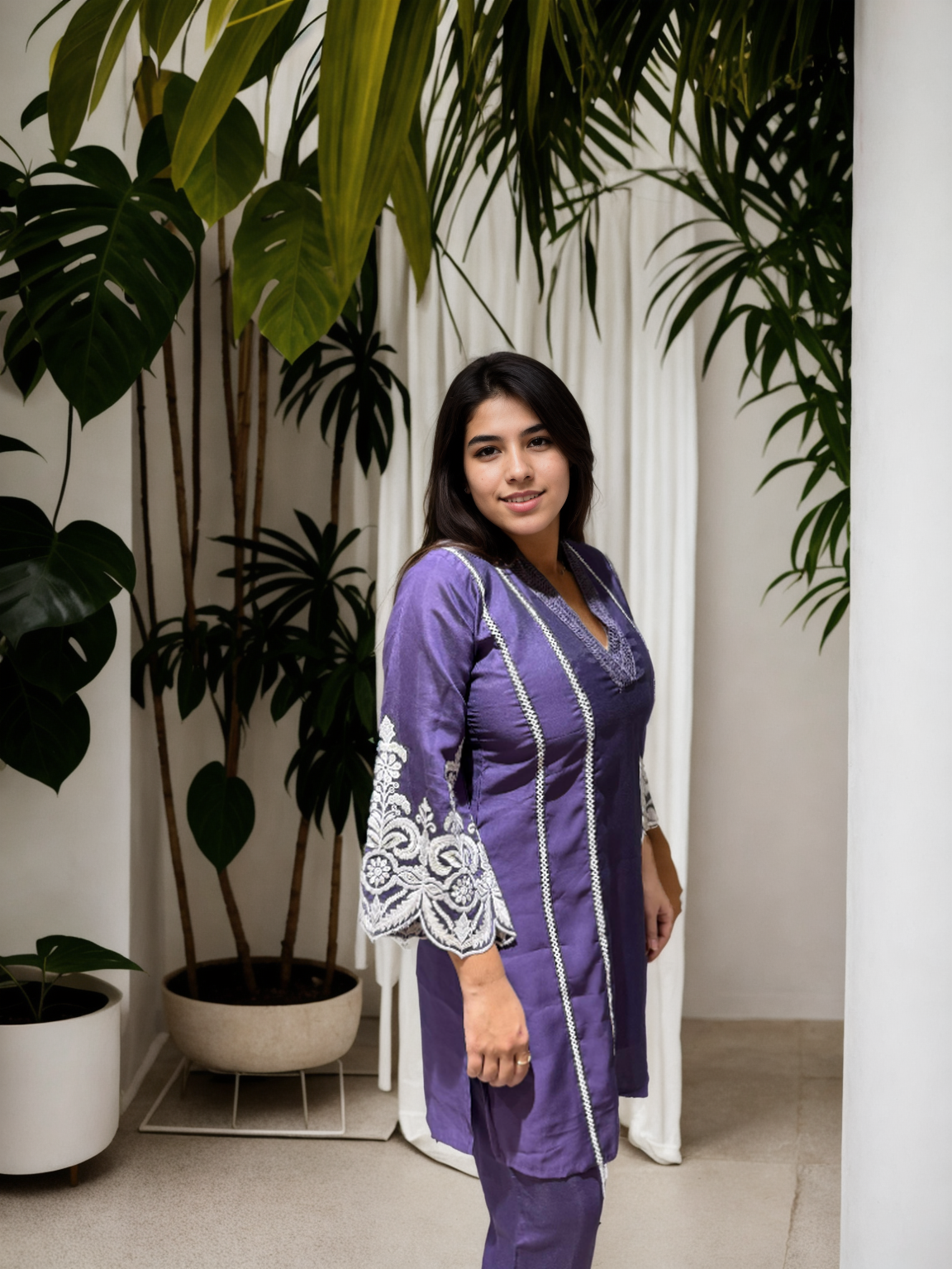 Pakistani-Style Roman Silk Coord Set with Intricate Embroidery