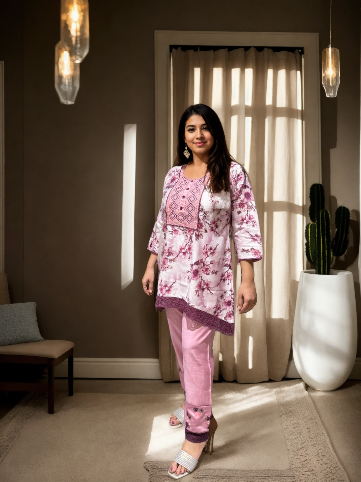 Floral Blossom Pink Kurta Set – Comfort Meets Style
