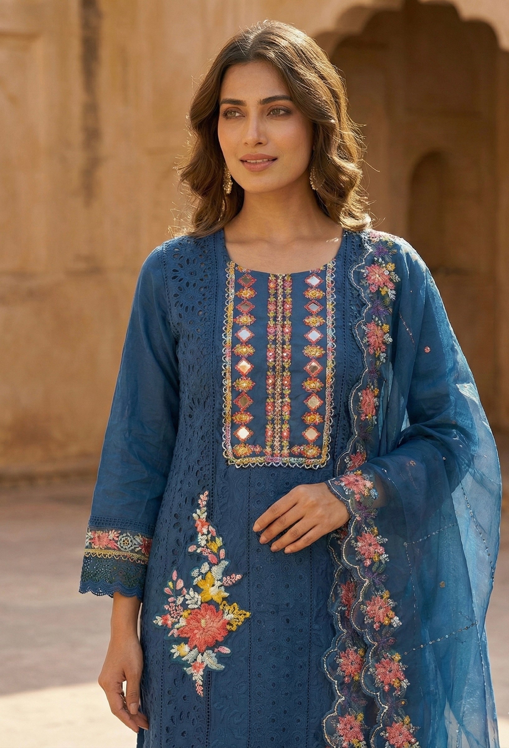 The Royal Indigo Edit: Signature Handwork & Organza Ensemble