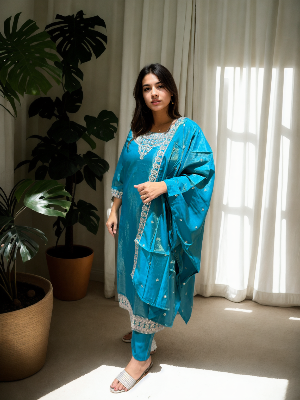 Noor-E-Shimmer Embroidered Suit Set – Roman Shine Edition