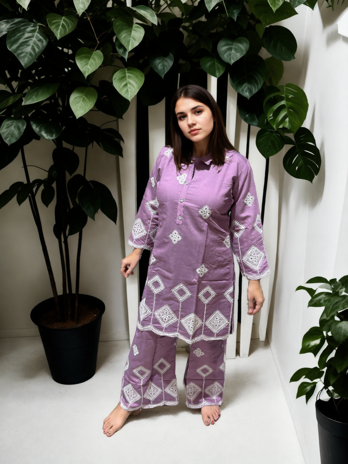 Ari Work Roman Silk Sharara Coord Set with Inner (L–XXL)