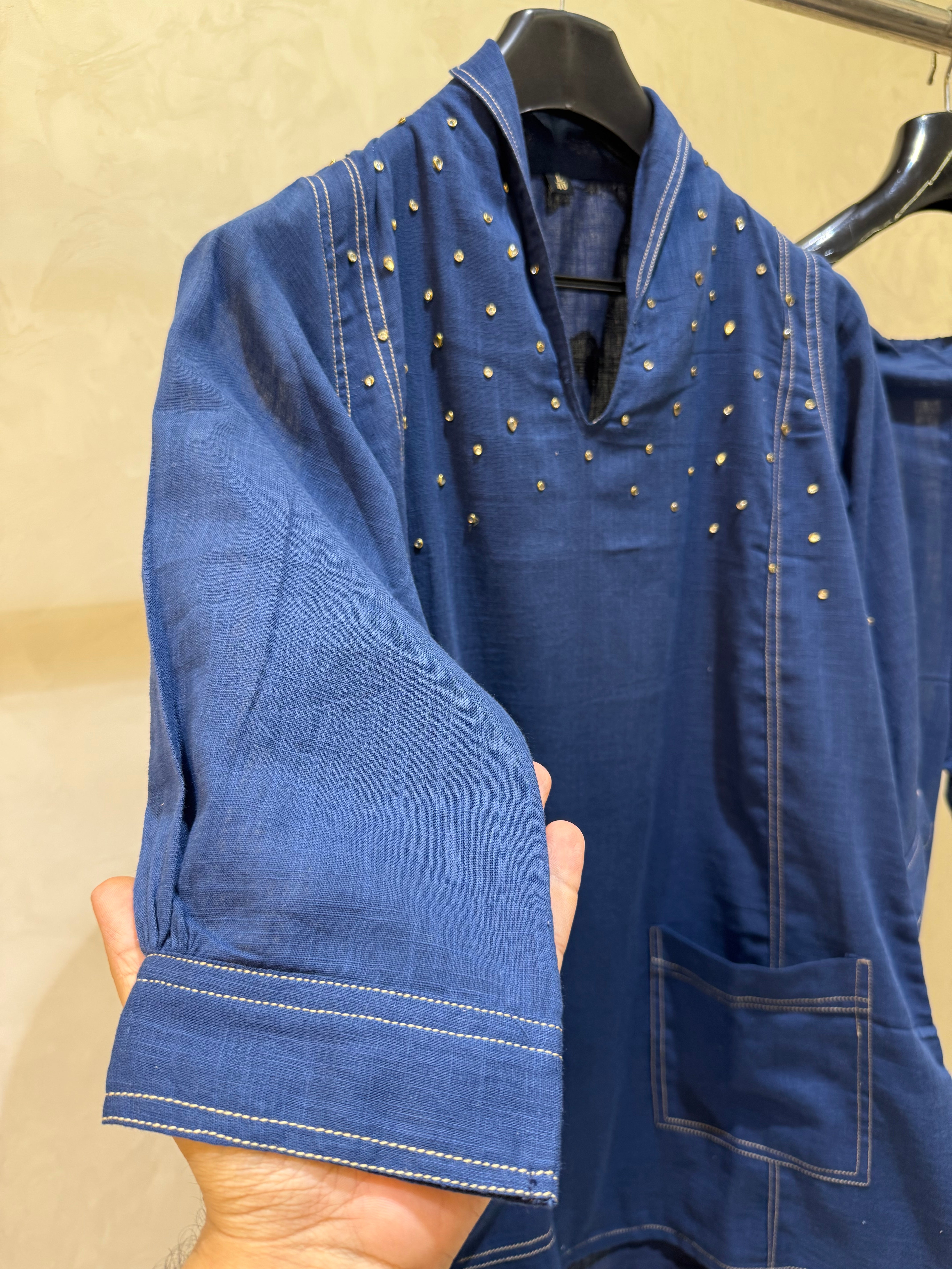 The Denim Illusion: Handcrafted Khadi Co-ord Set