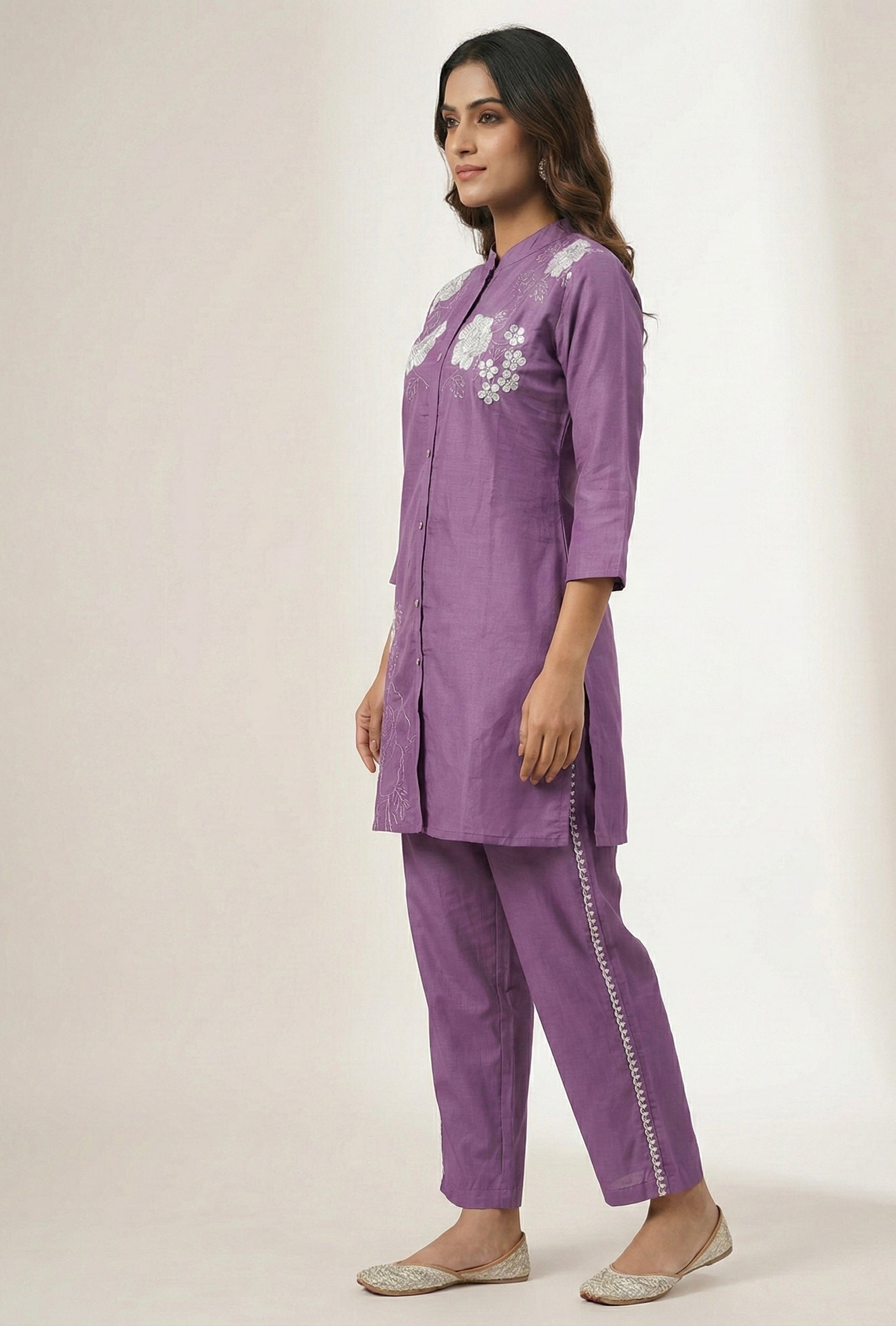 Golden & Emerald Bloom Embroidered Coord Sets