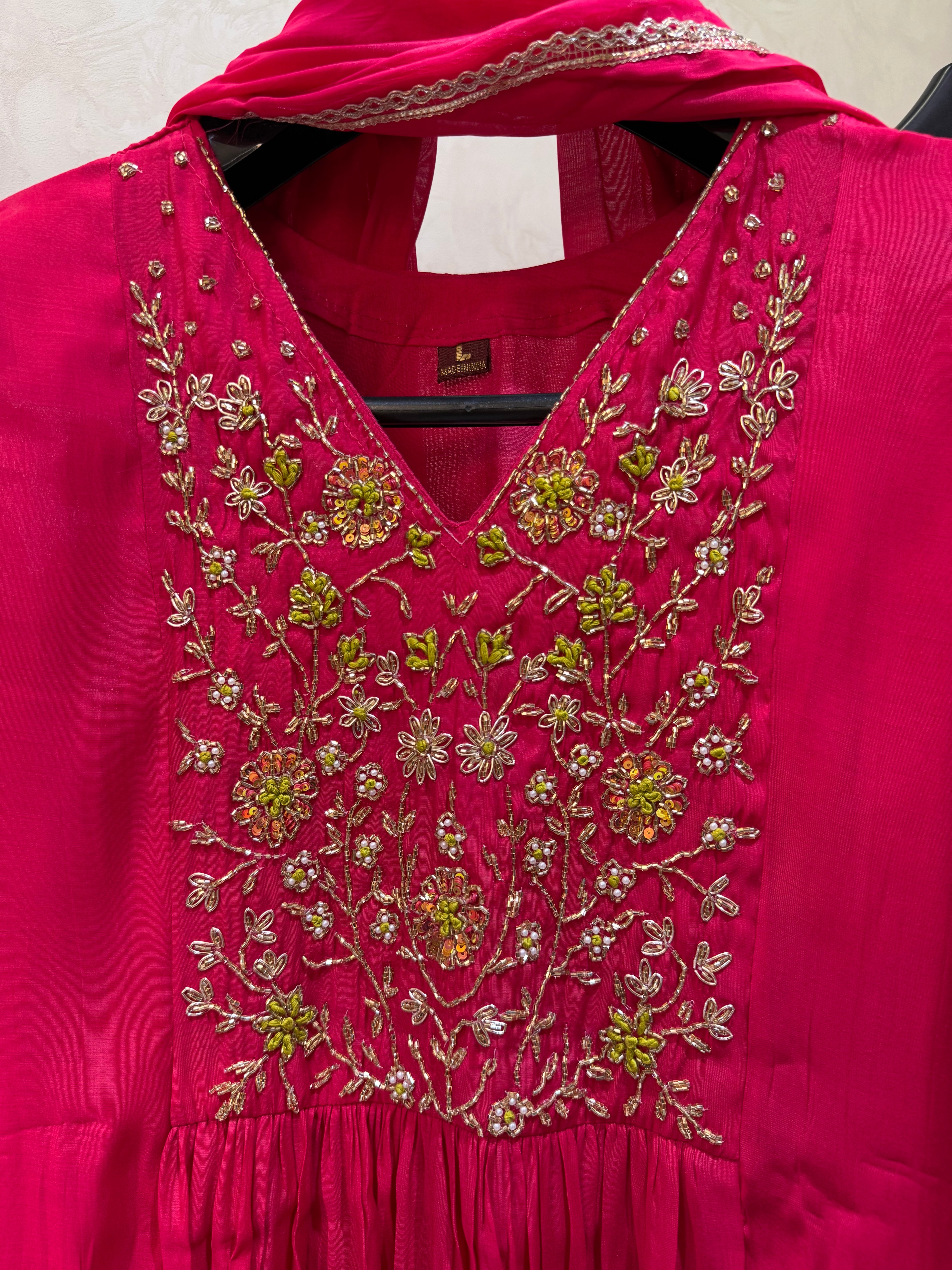 Rosé Noor Handcrafted Mul Chanderi Anarkali Set