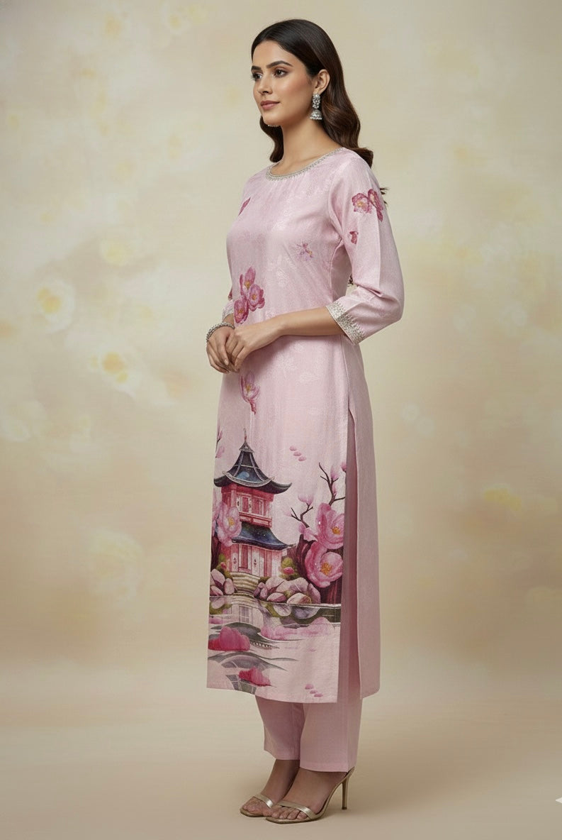 Temple Garden Cotton Silk Suit Set | Signature Collection