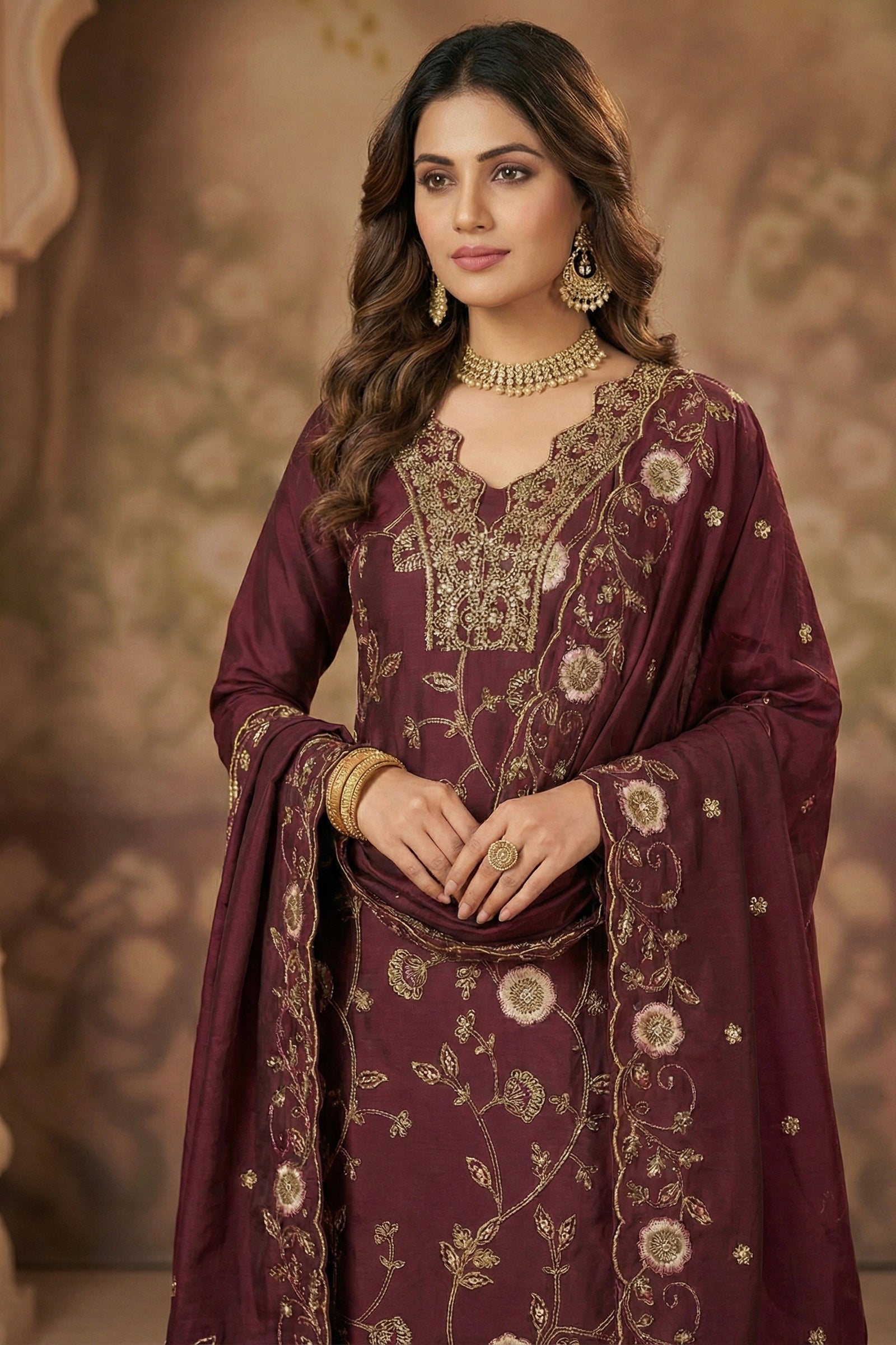 Regal Charm Straight Suit Set with Dupatta
