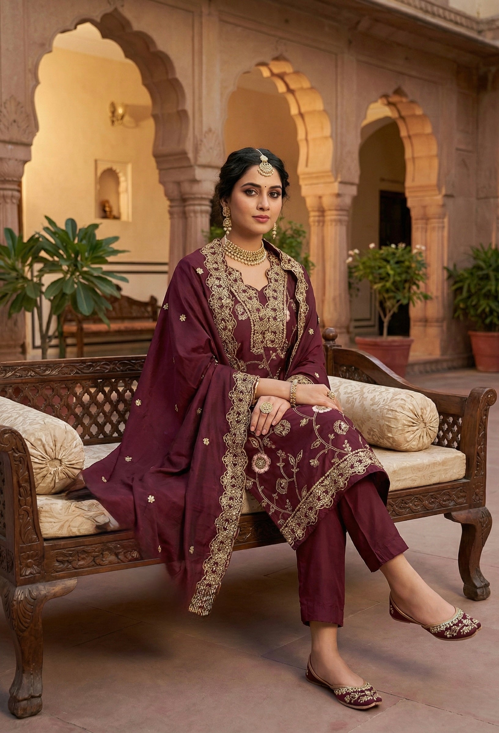 Regal Charm Straight Suit Set with Dupatta