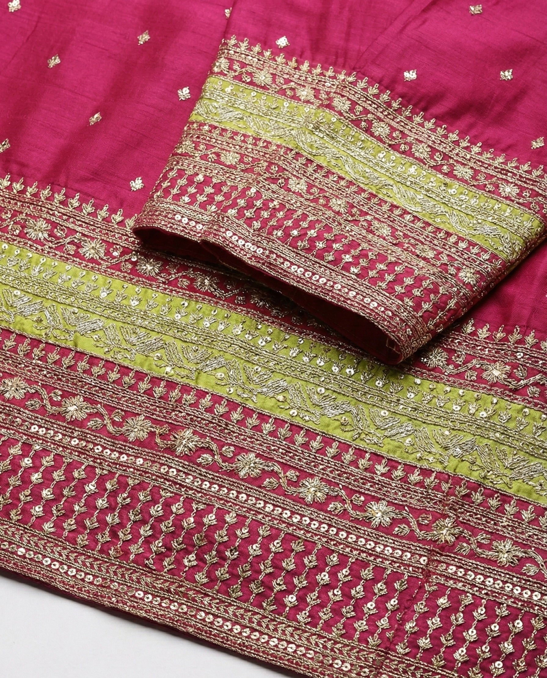 Vichitra Silk Suit Set with Embellished Kurta & Matching Dupatta – Dual Shades