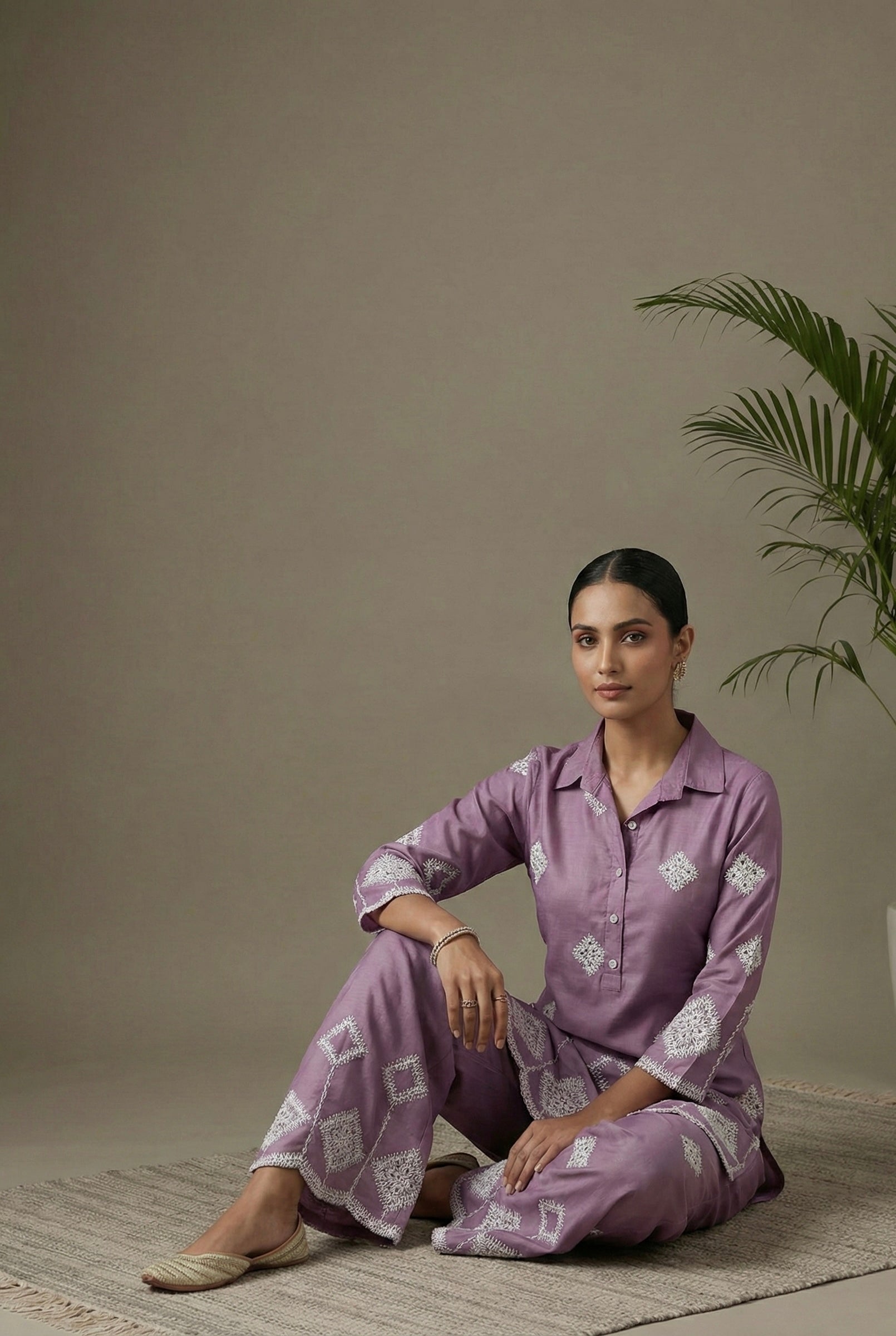 Ari Work Silk Sharara Coord Set with Inner (L–XXL)