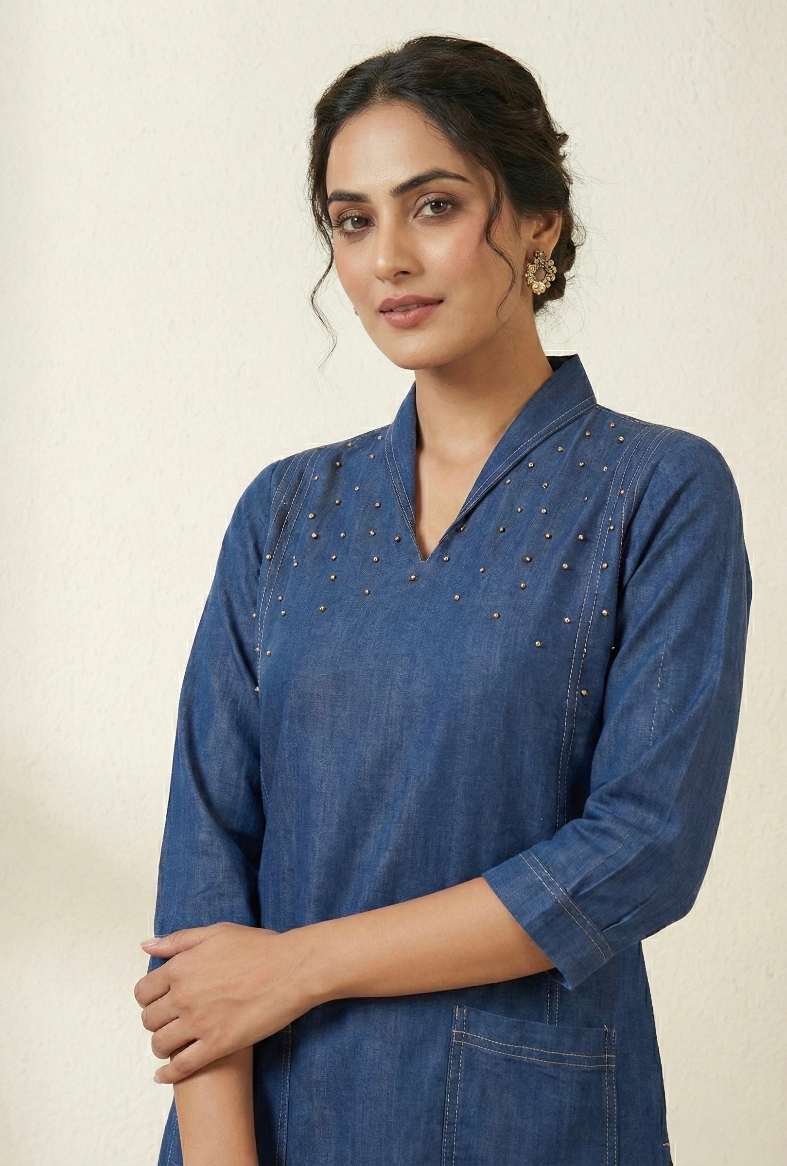 The Denim Illusion: Handcrafted Khadi Co-ord Set