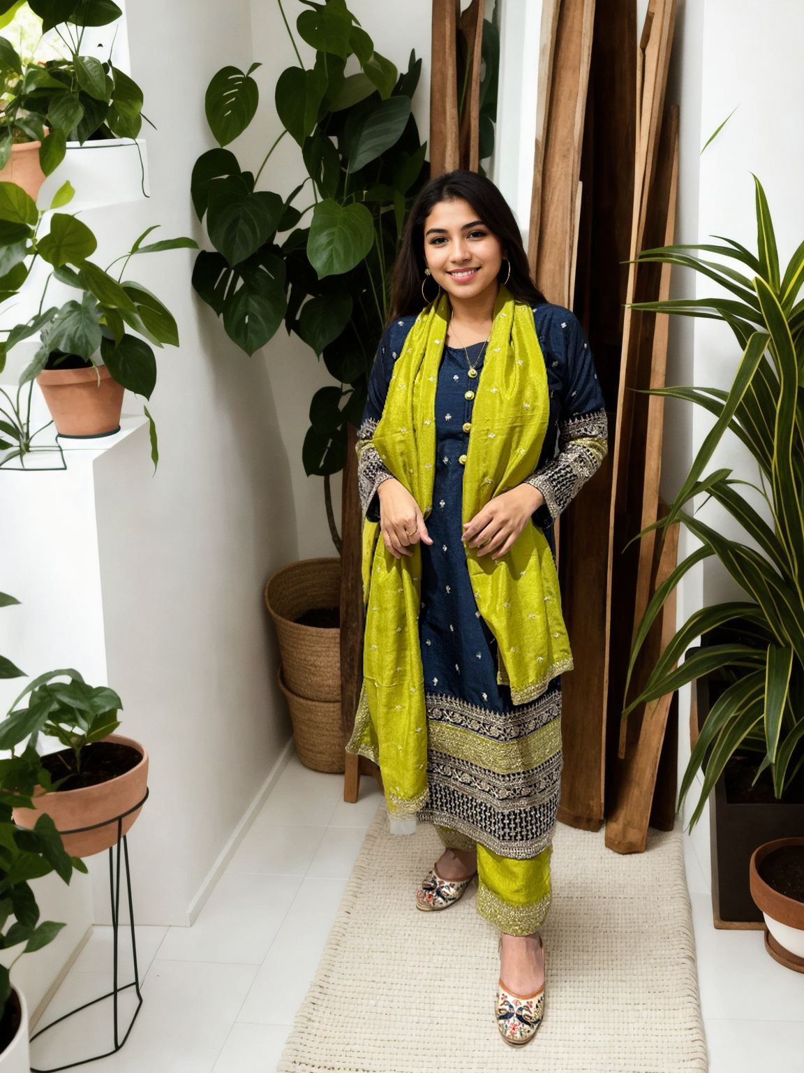 Vichitra Silk Suit Set with Embellished Kurta & Matching Dupatta – Dual Shades