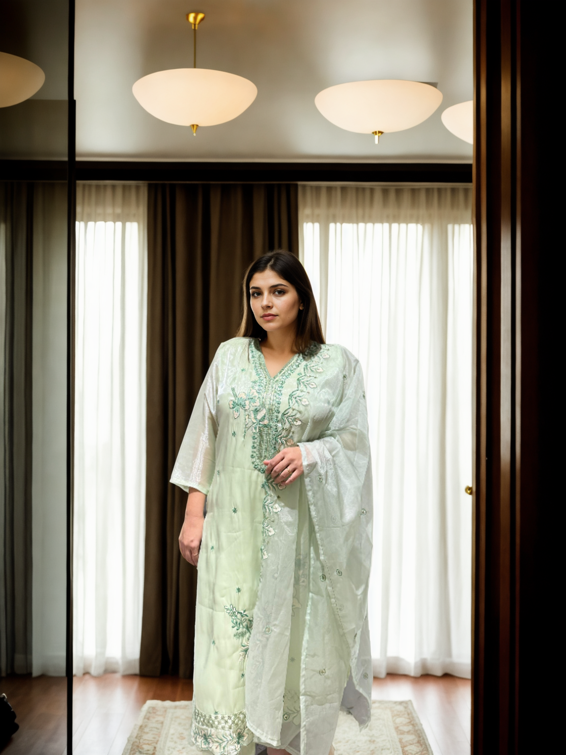 Charming Pastel Embroidered Suit Set for Festive Wear