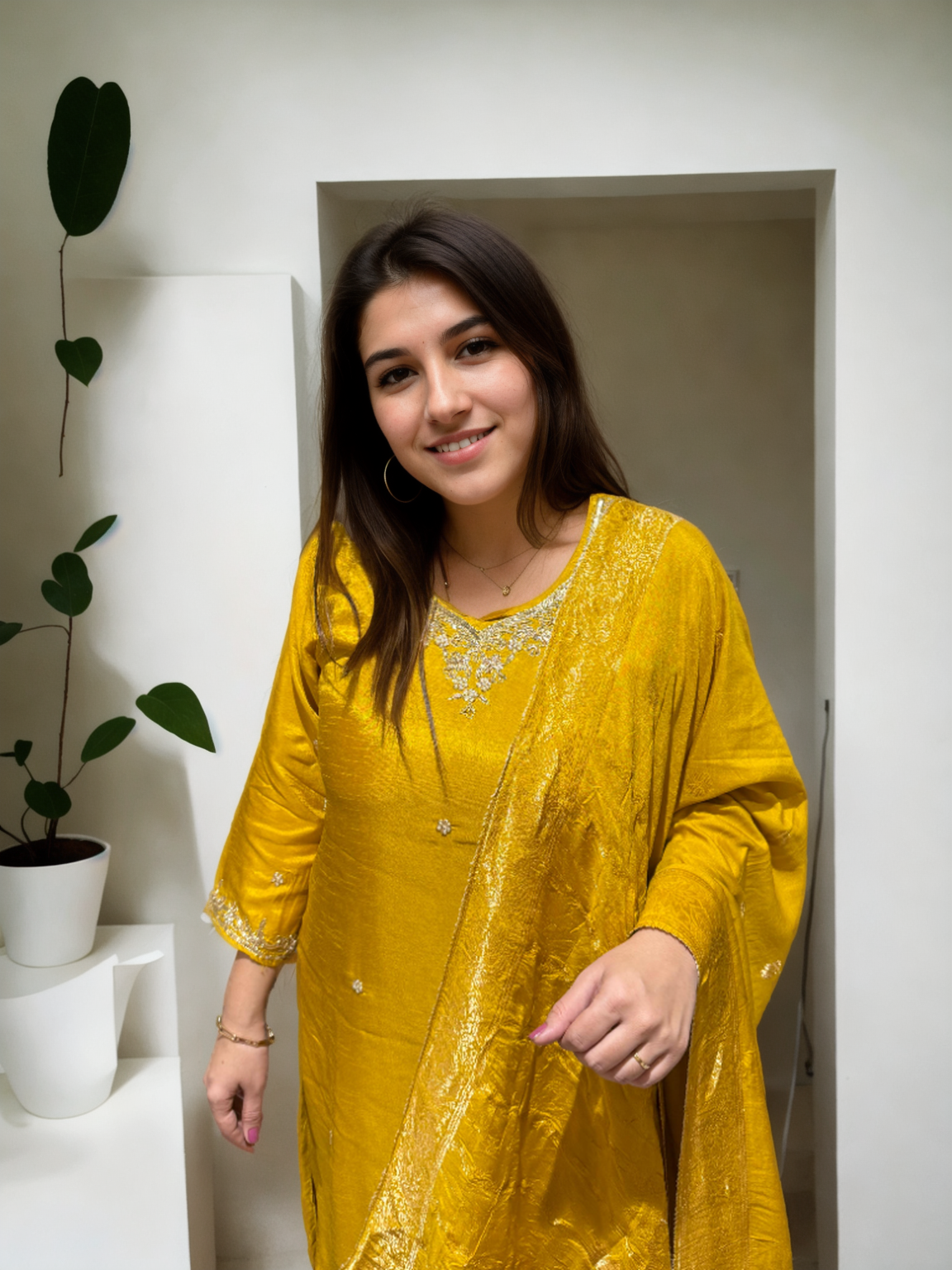 Signature Dola Silk Suit Set with Handwork & Muslin Jacquard Dupatta – 3 Premium Colours