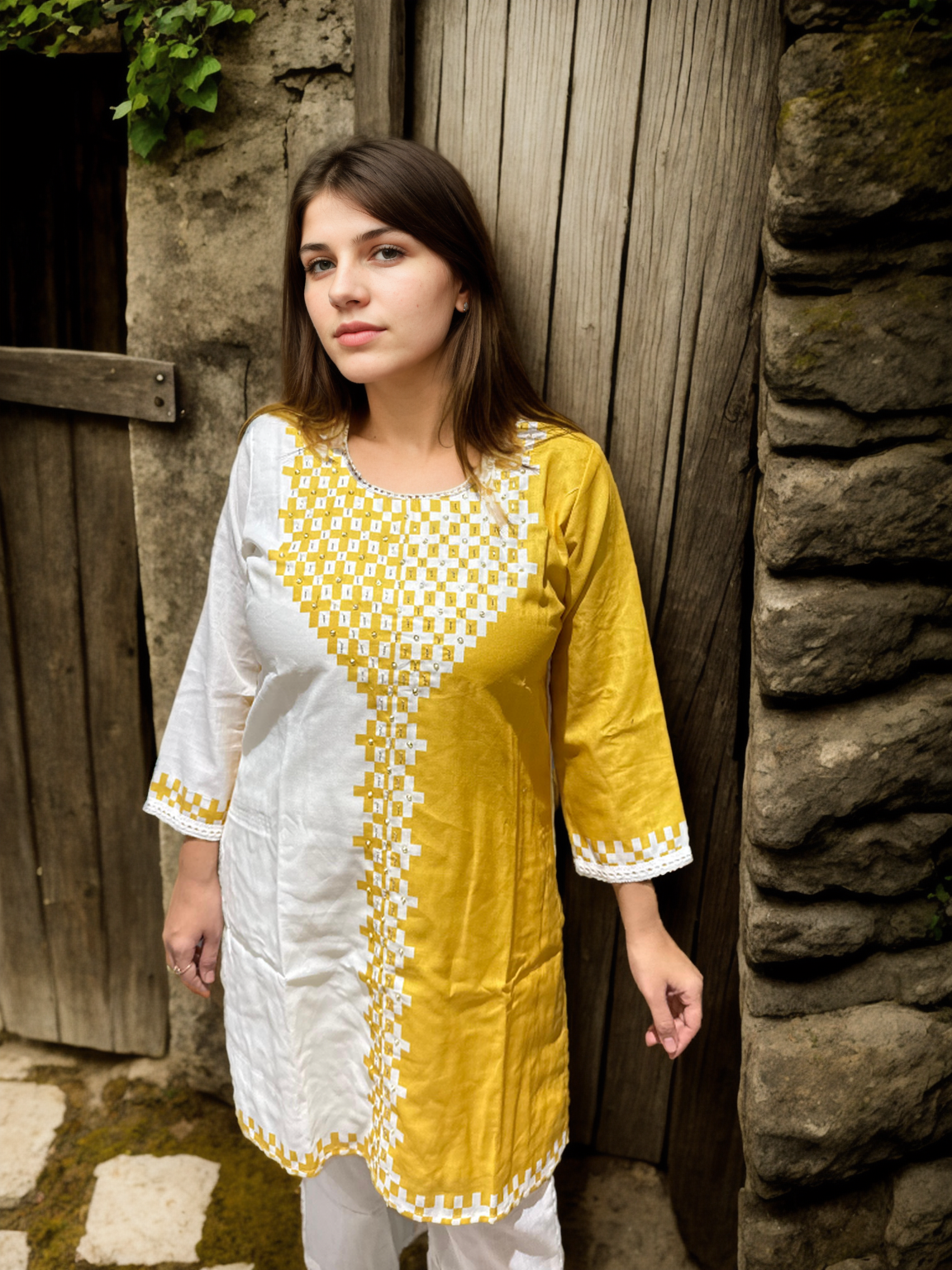 Dual-Tone Cotton Silk Kurta Set (Yellow & Lavender) – Signature Collection