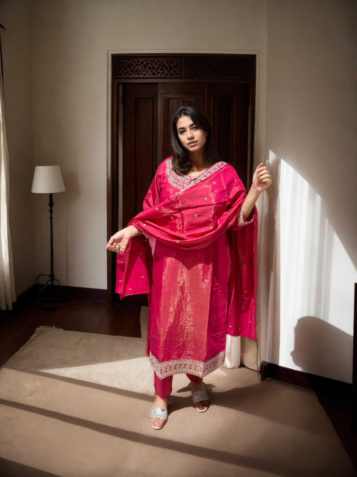 Noor-E-Shimmer Embroidered Suit Set – Roman Shine Edition